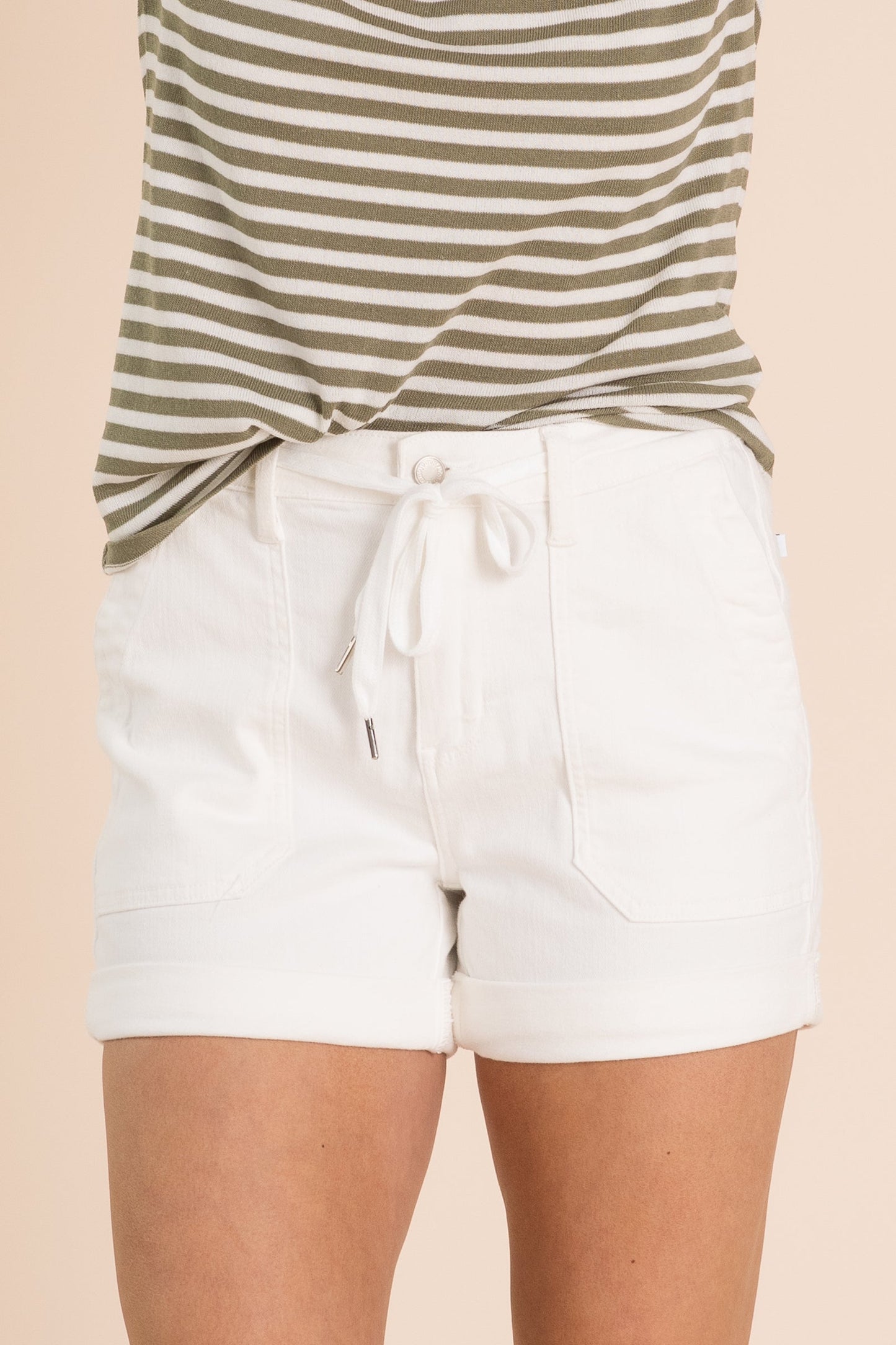 White Cuff Jogger Shorts