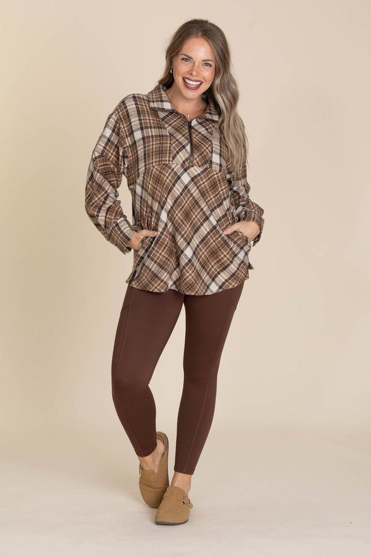 Mocha Plaid Pullover