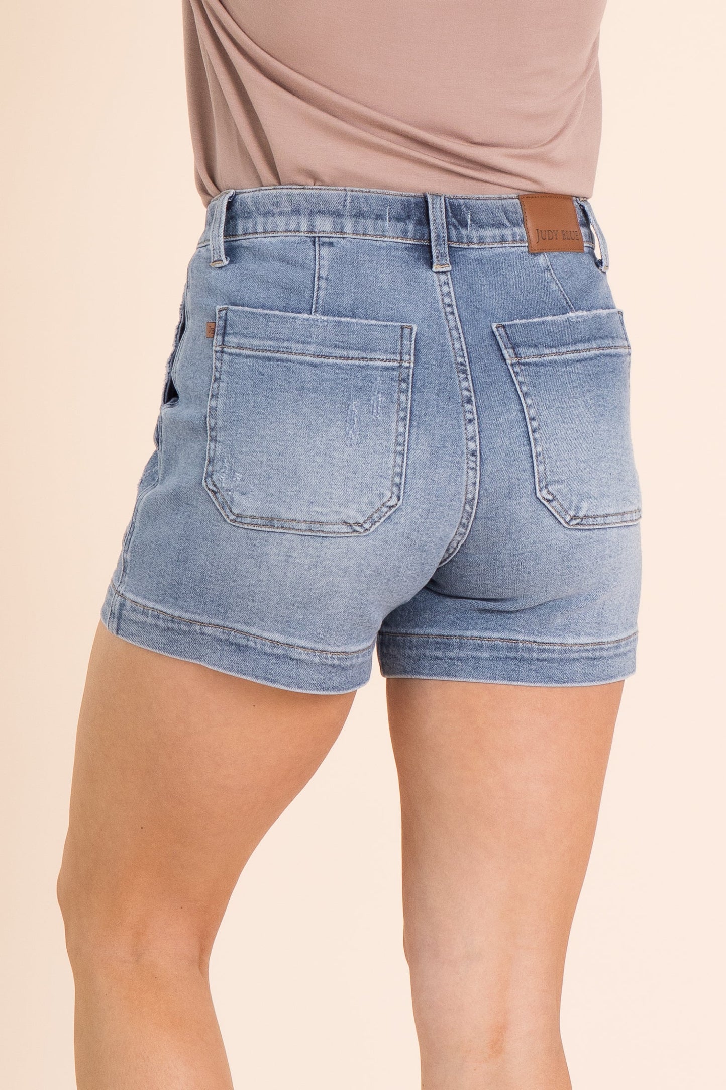 Vintage Wash Denim Jogger Shorts