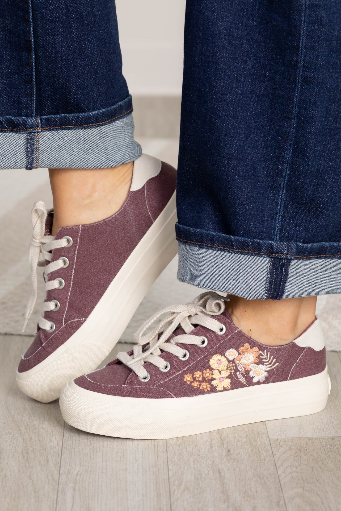 Blowfish Floral Embroidered Platform Sneakers