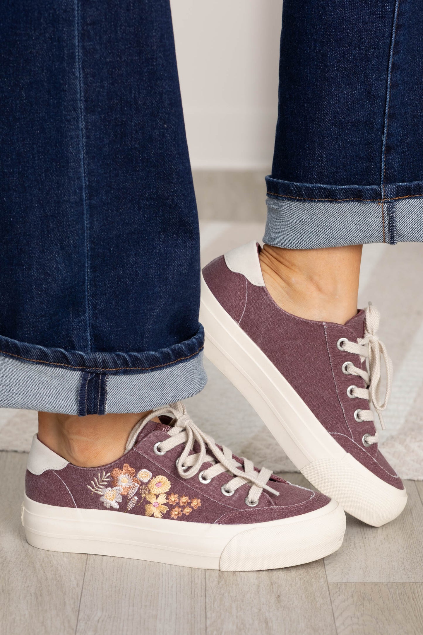 Blowfish Floral Embroidered Platform Sneakers