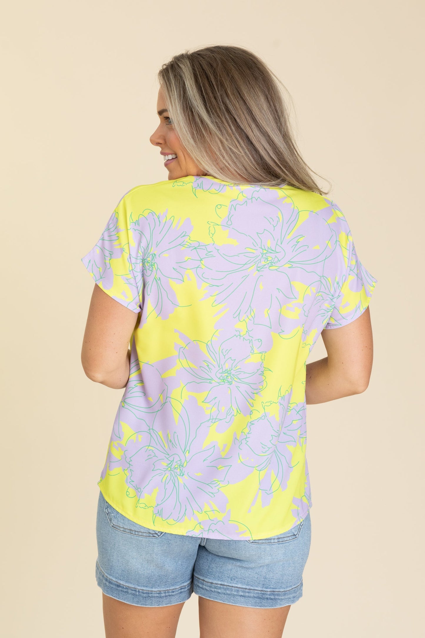 Blossom Relaxed Floral V-Neck Woven Top