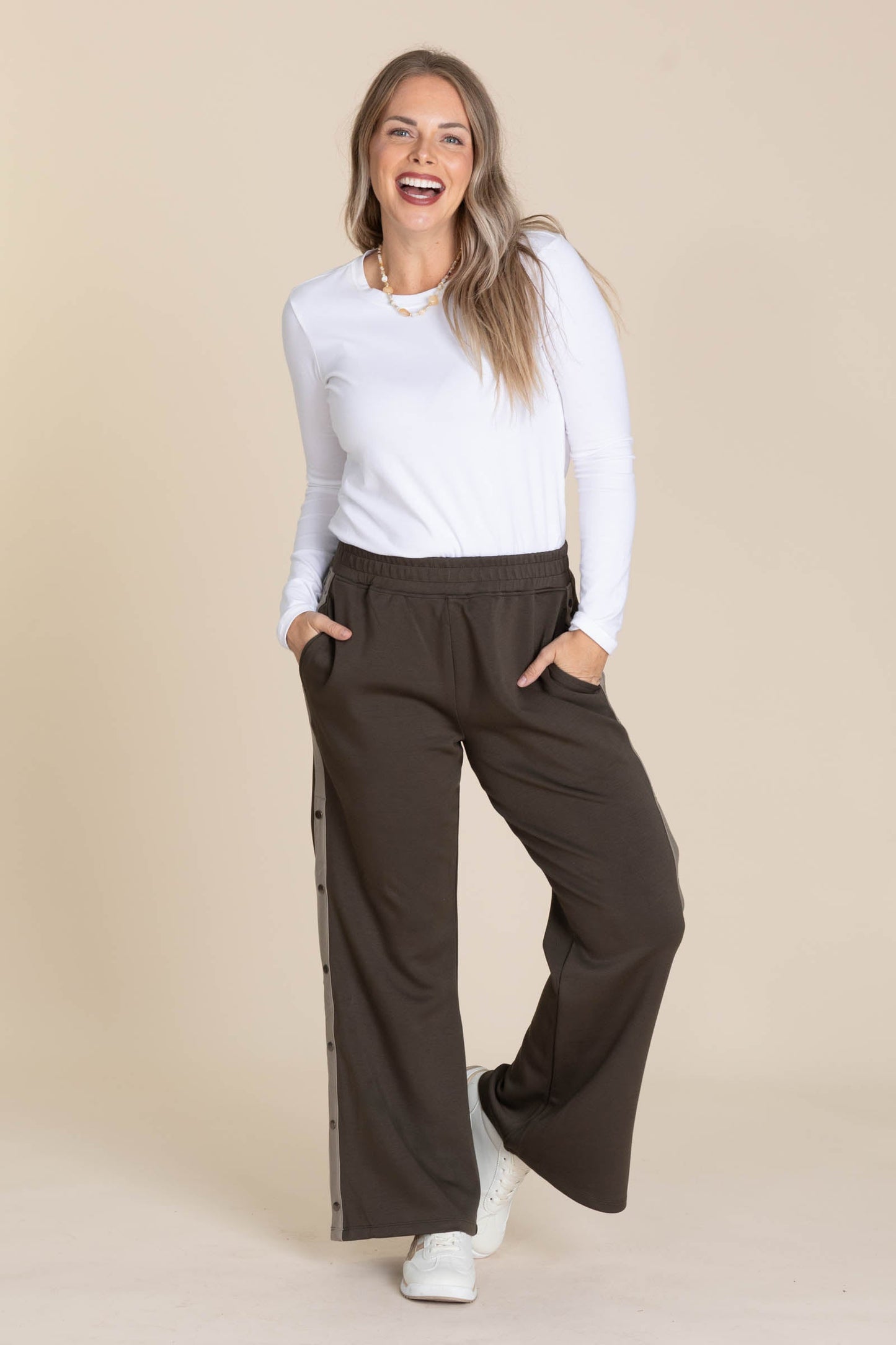 Dark Olive Snap Scuba Pants