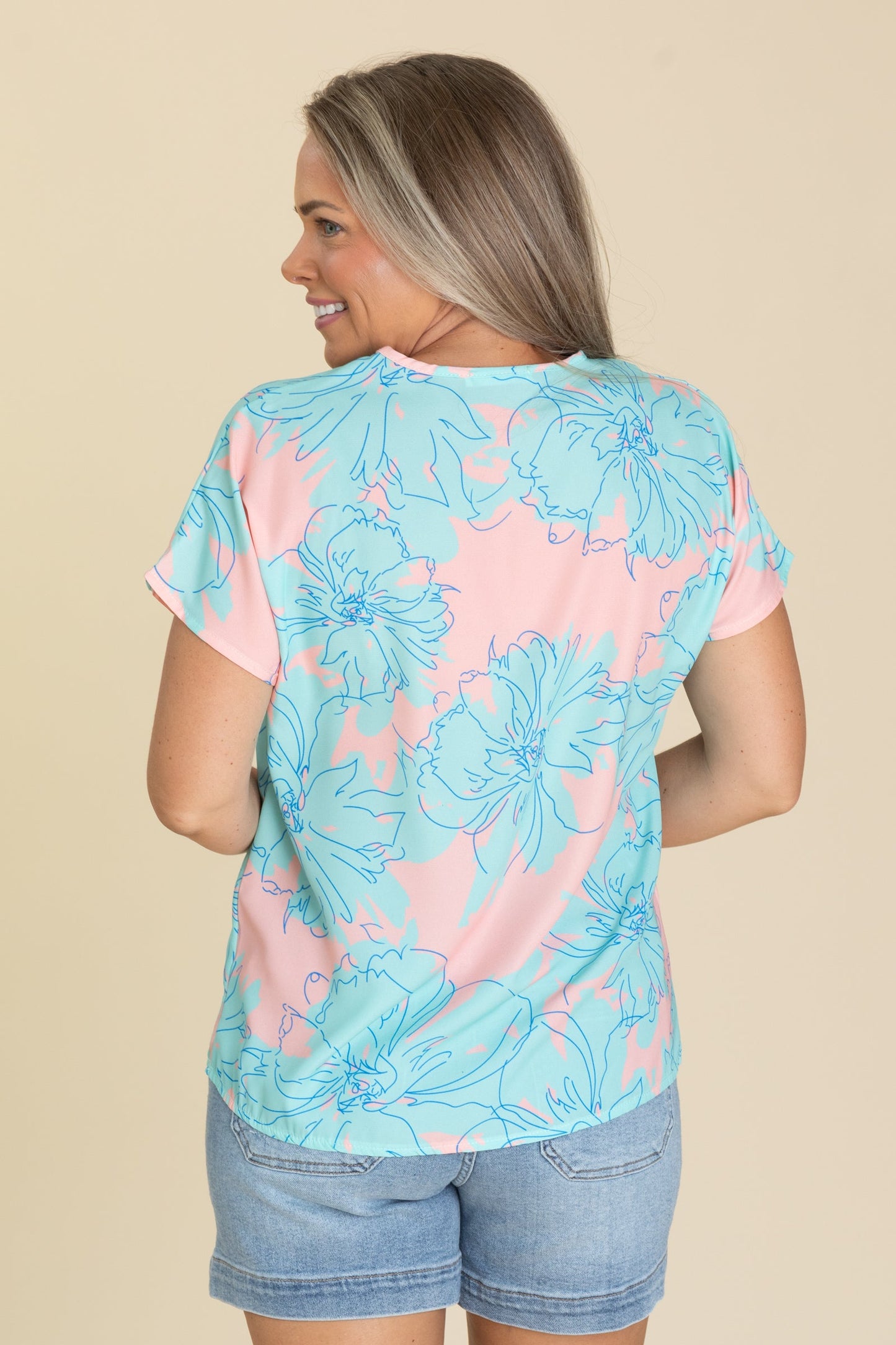 Blossom Relaxed Floral V-Neck Woven Top