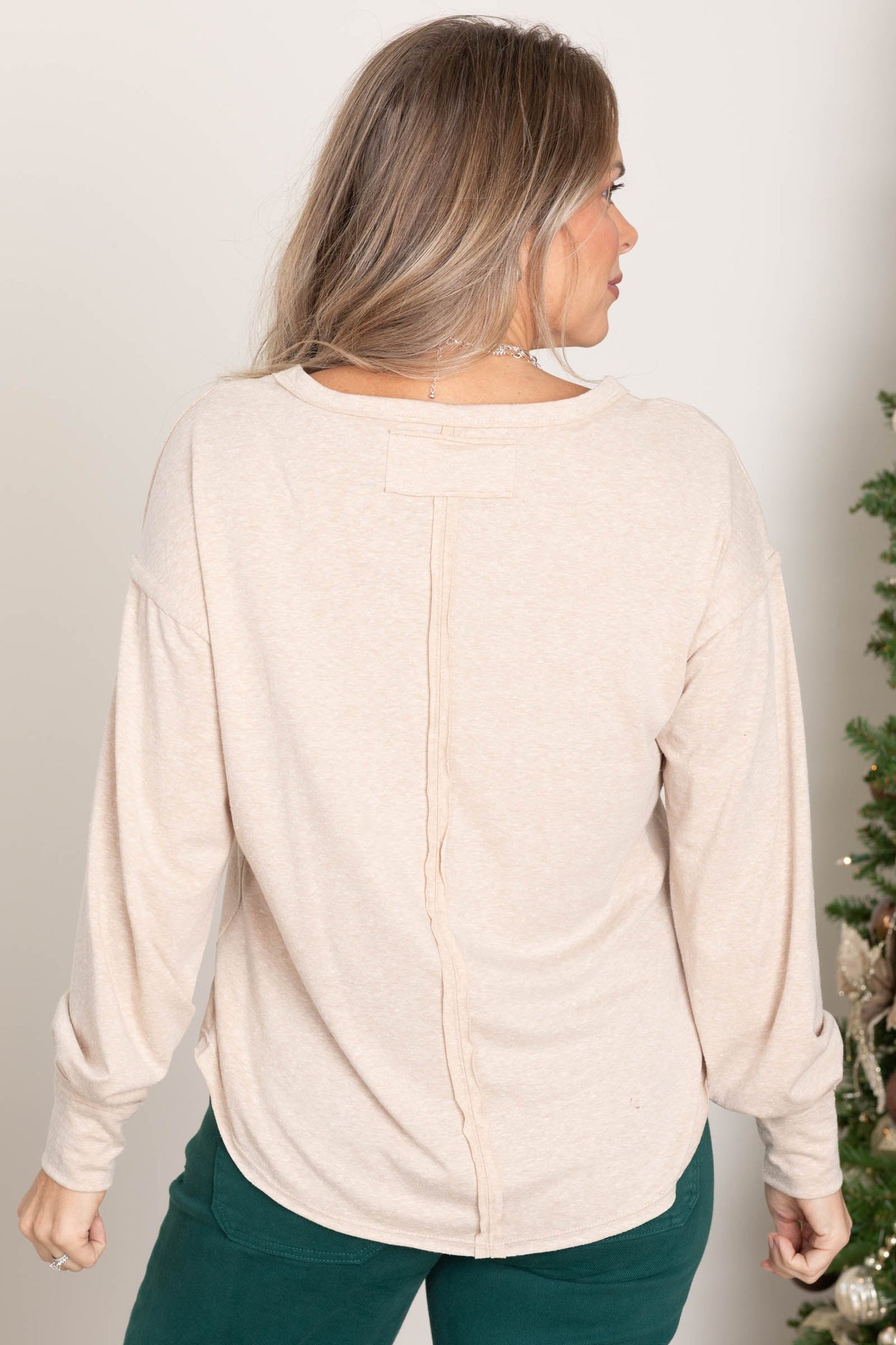 Solid Knit Long Sleeve Pocket Tee