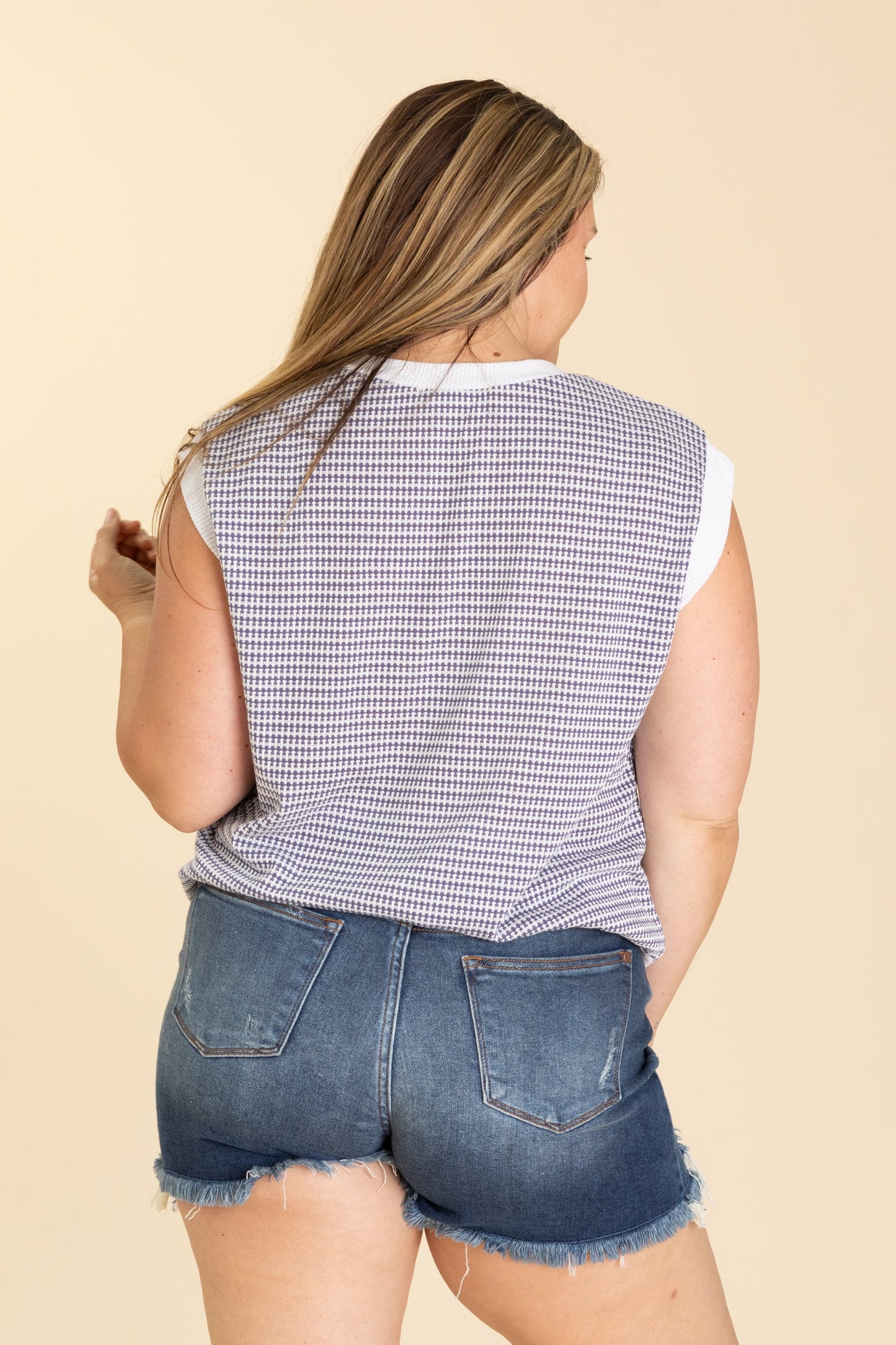 Dusty Purple And White Two Tone Knit Top