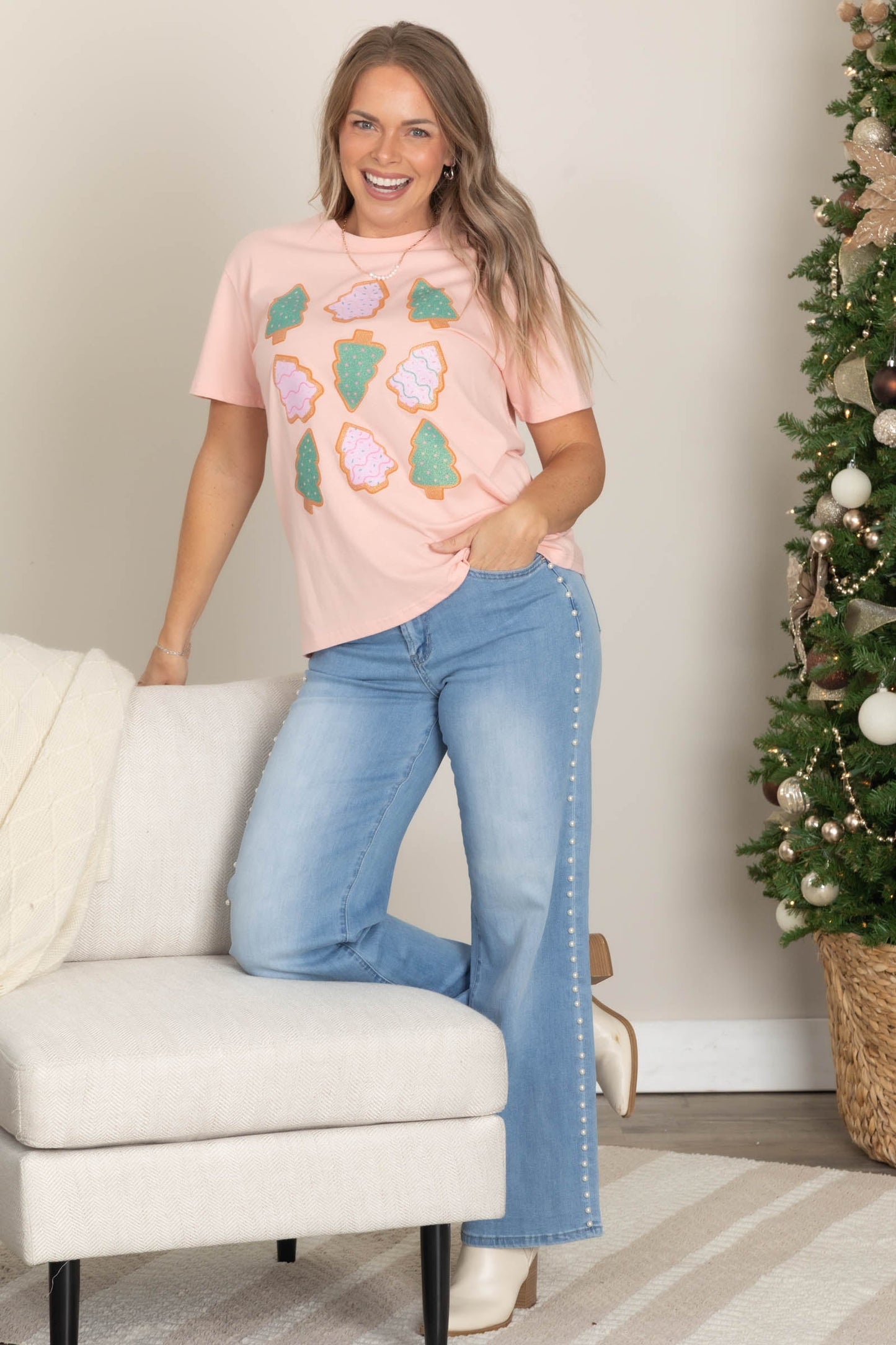 Pink Christmas Treats Graphic Knit Tee