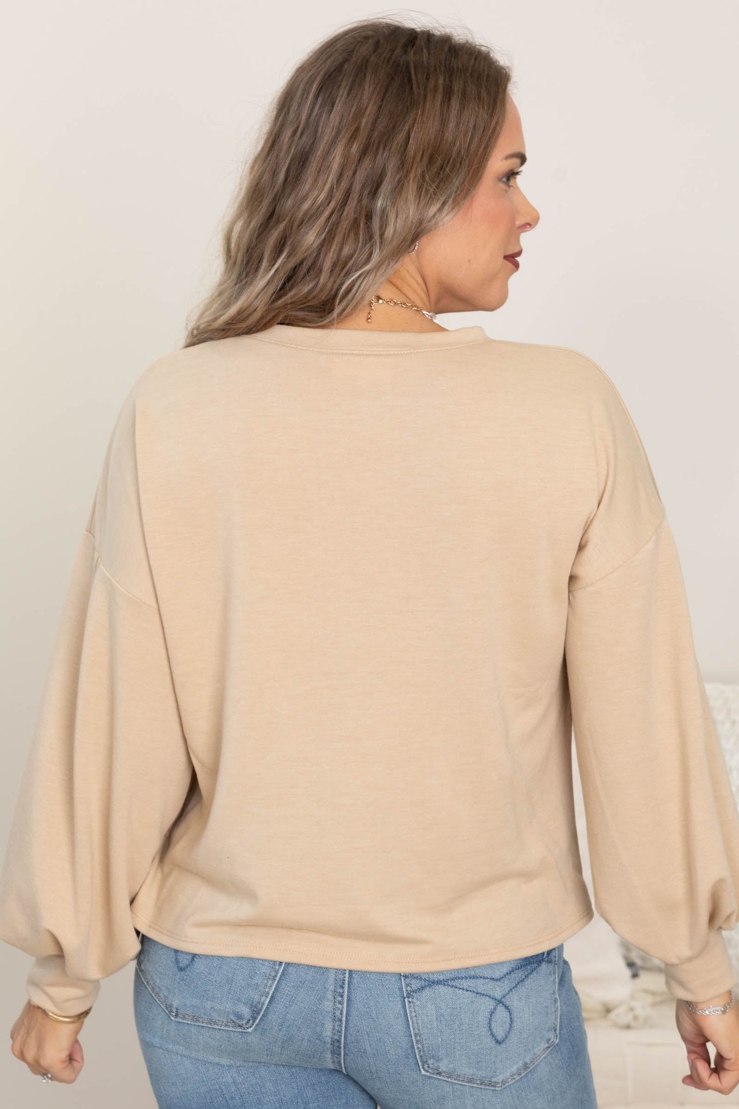 Tan Wild West Rodeo Graphic Long Sleeve Top
