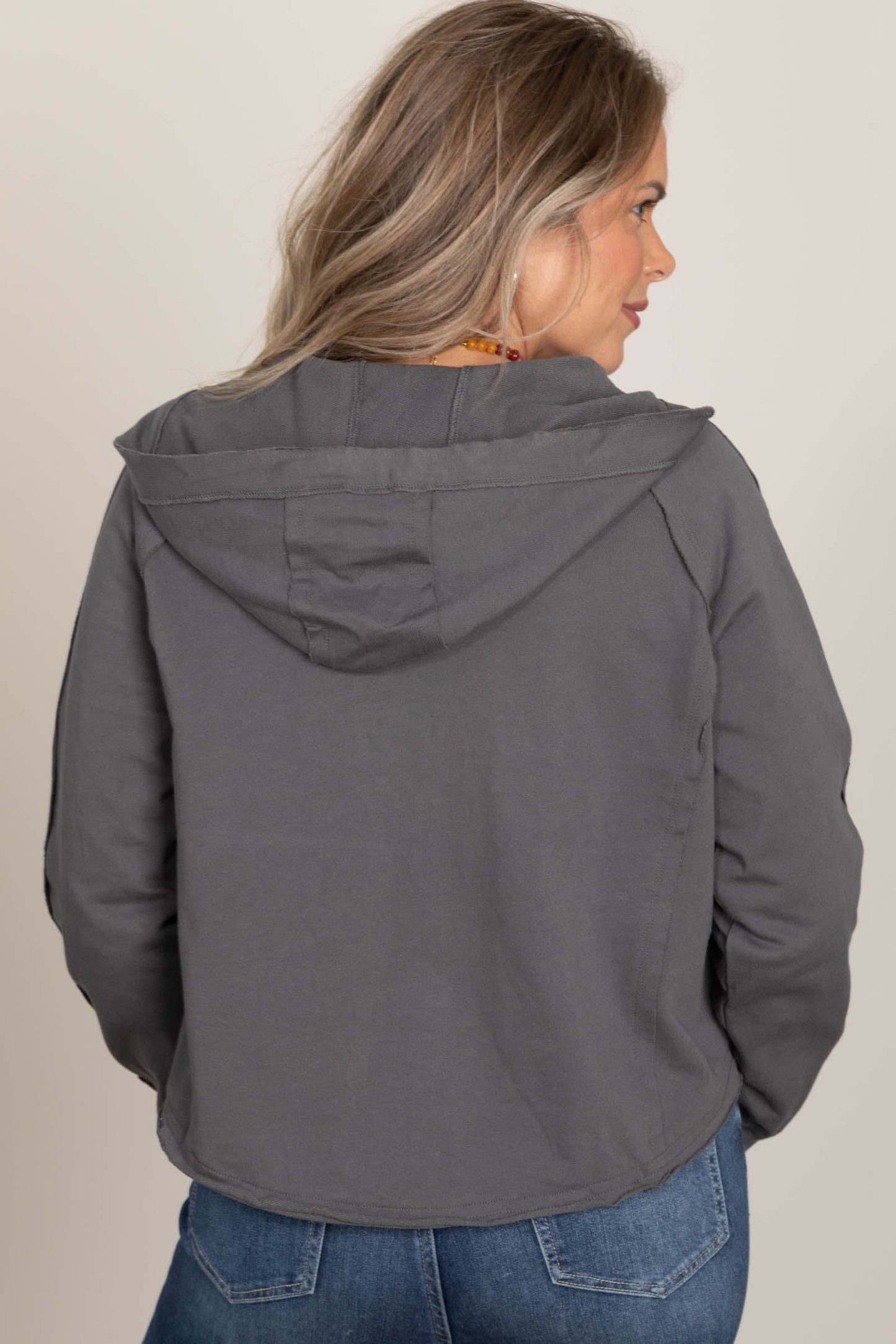 Charcoal Hoodie With Seam Detail