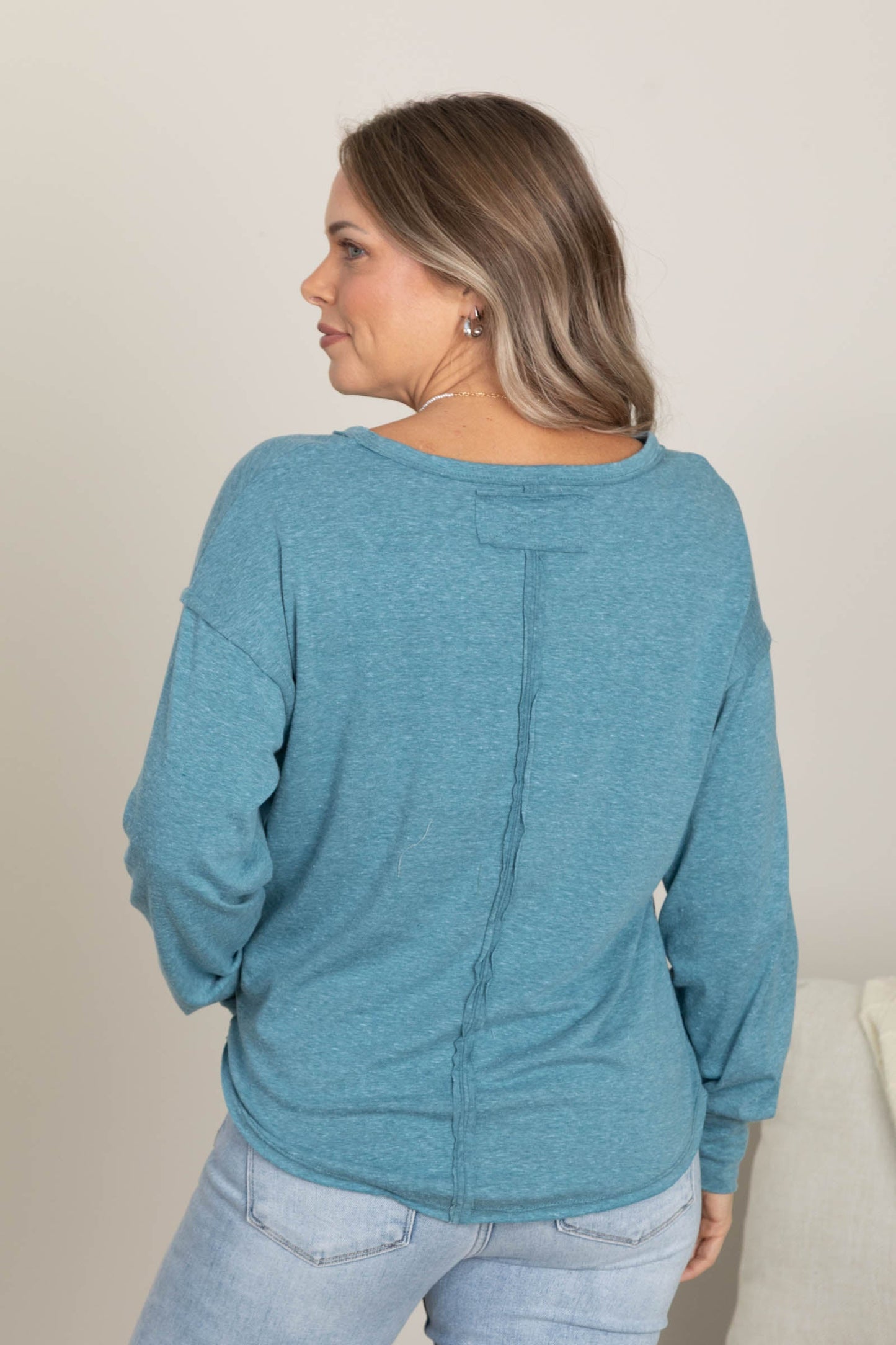 Solid Knit Long Sleeve Pocket Tee