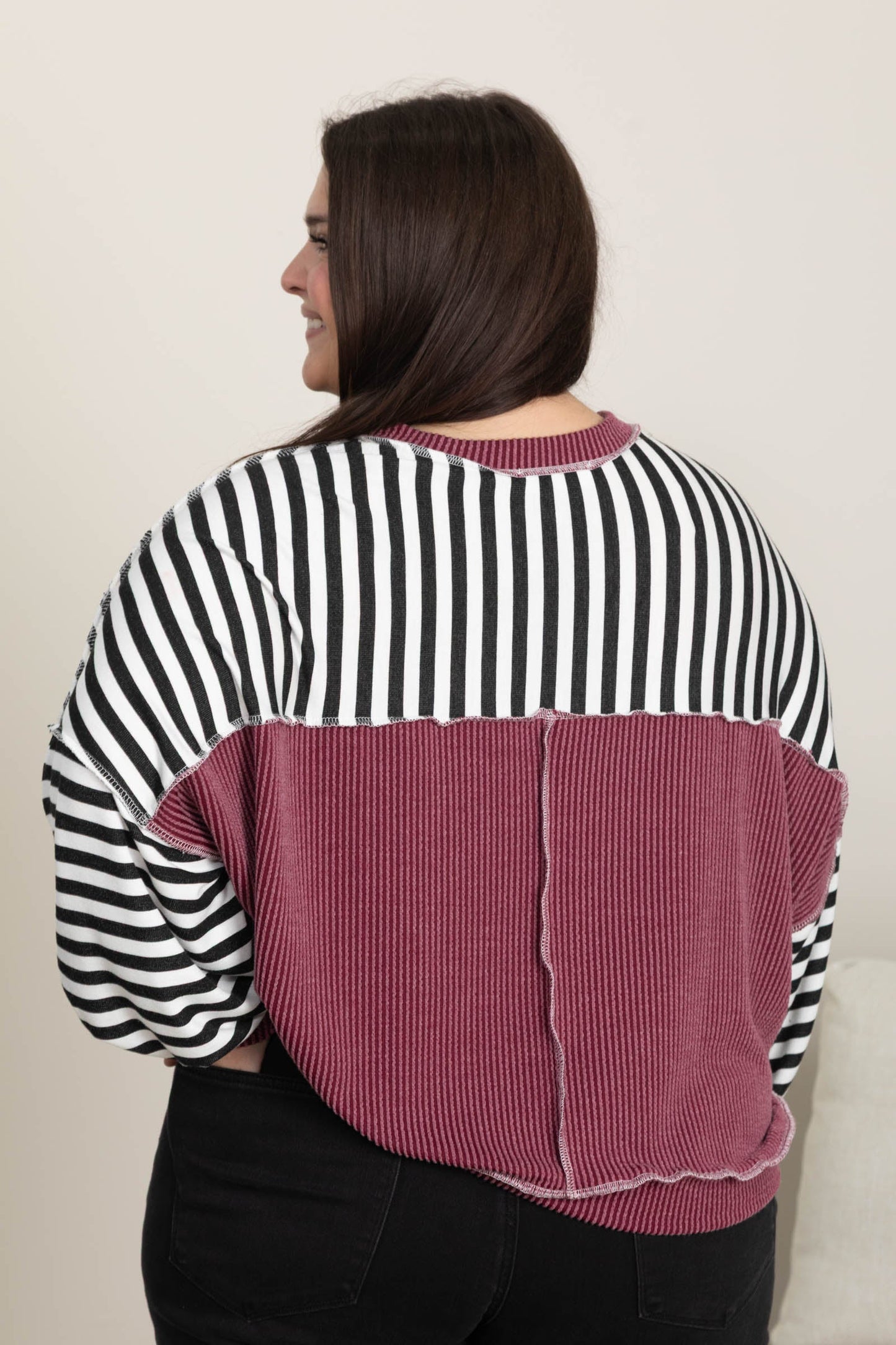 Stripe Drop Shoulder Sweatshirts