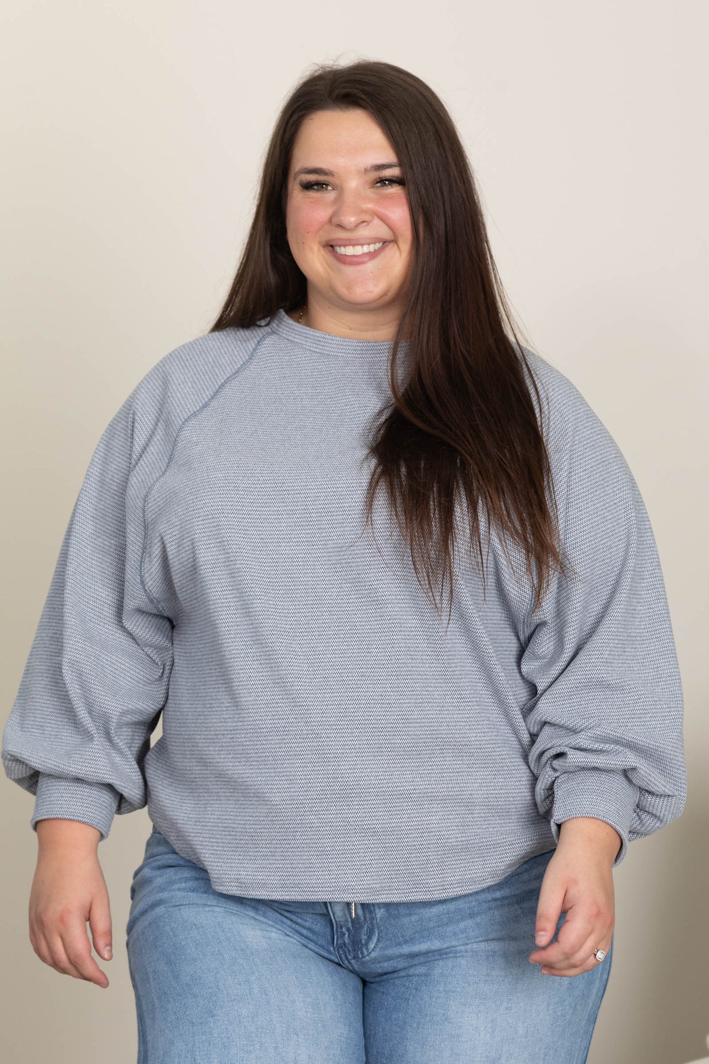 Soft Knit Mini Wave Long Sleeve Tops