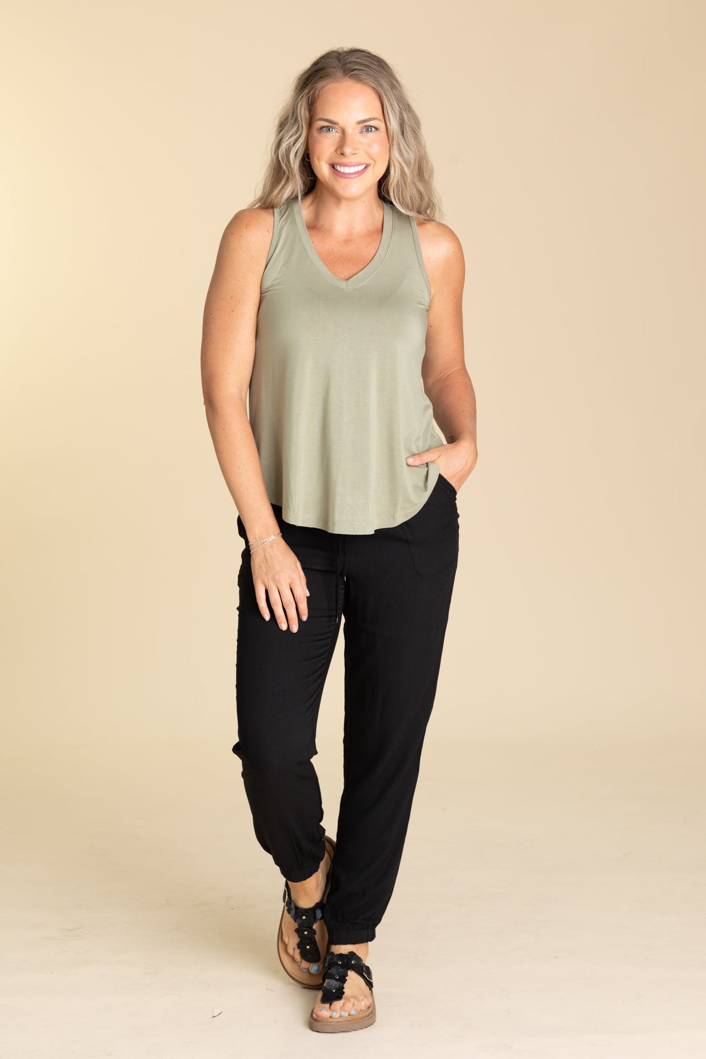 Soft V-Neck Knit Tank Top