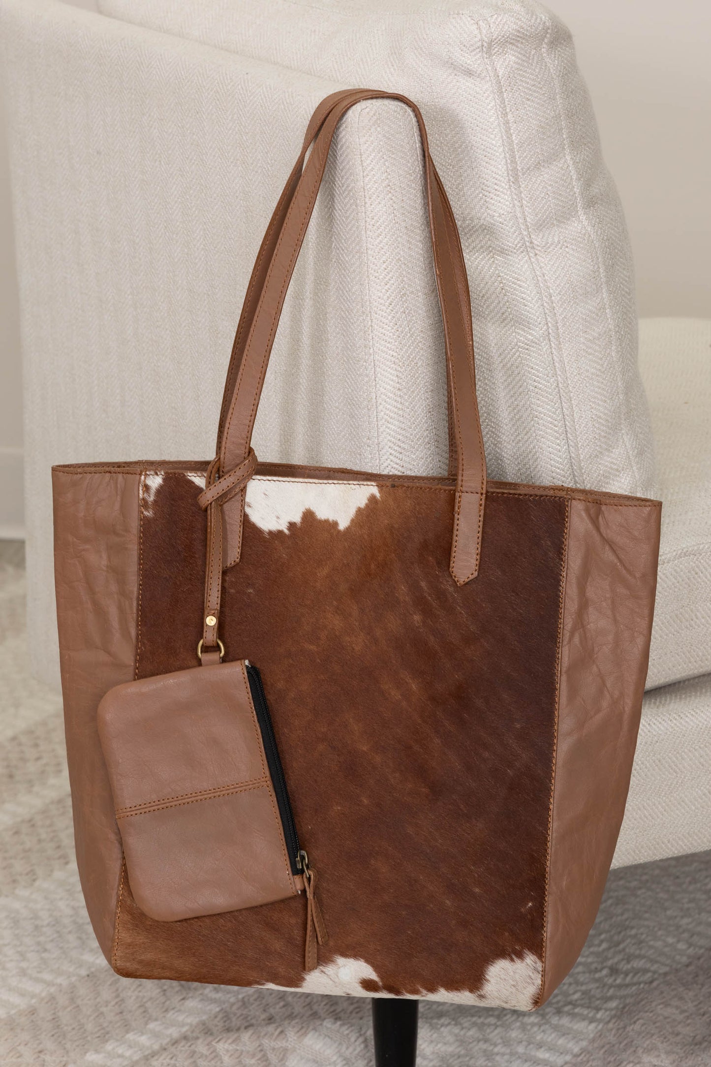 Genuine Cowhide Tote with Wristlet
