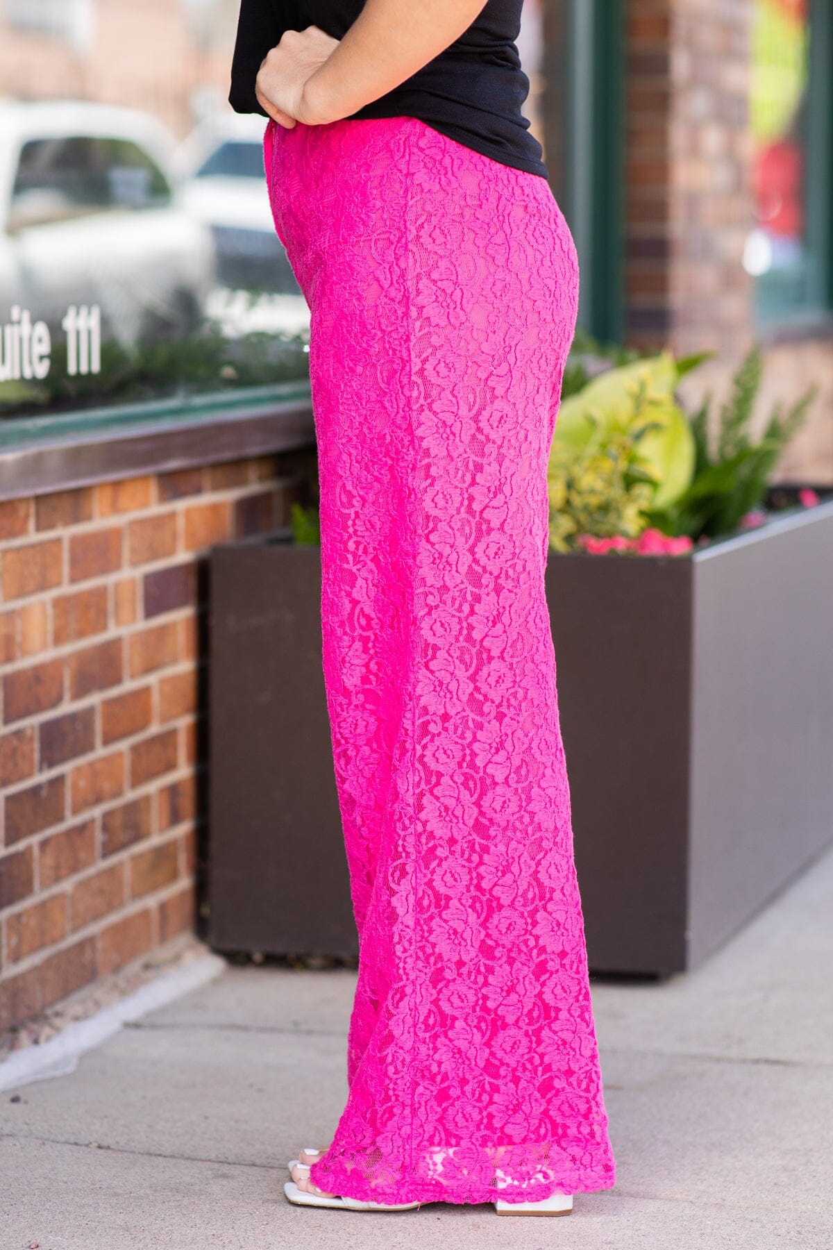 Hot Pink Lace Wide Leg Pants