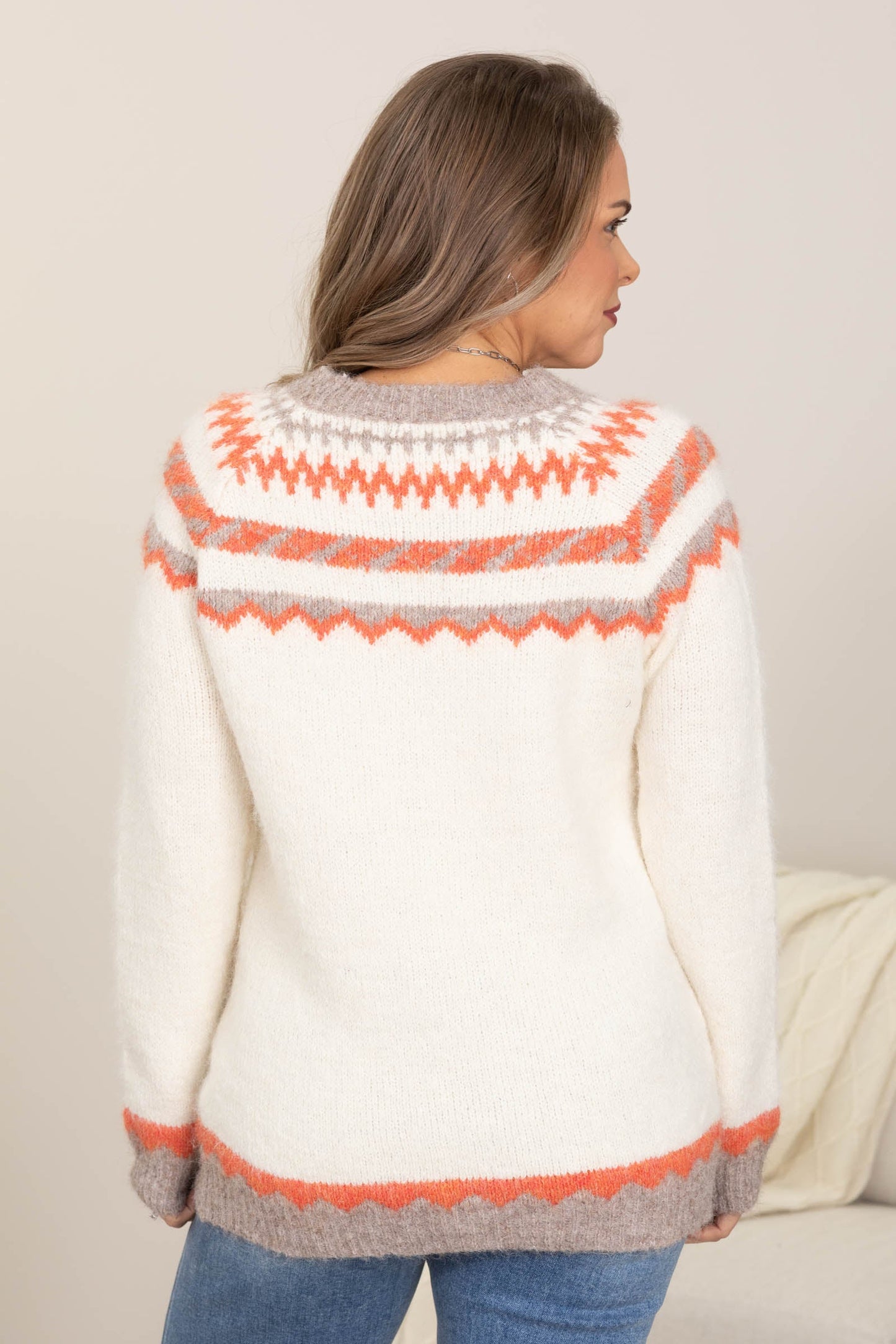 Aztec Print Border Print Sweater