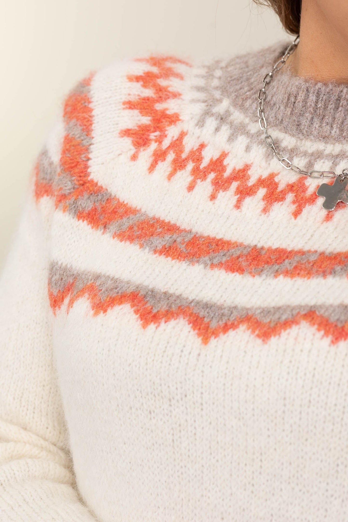 Aztec Print Border Print Sweater