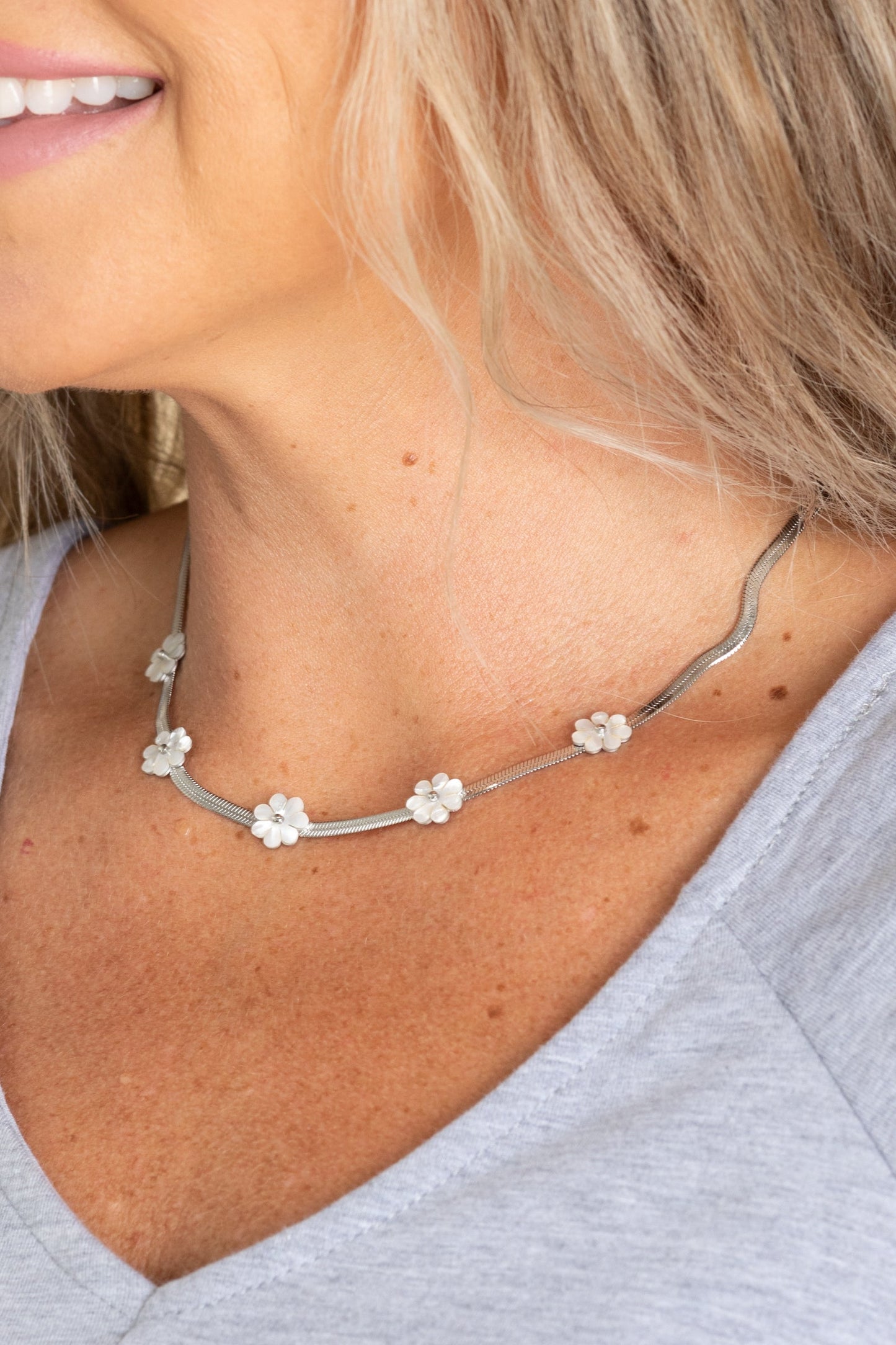 Herringbone Flower Necklace