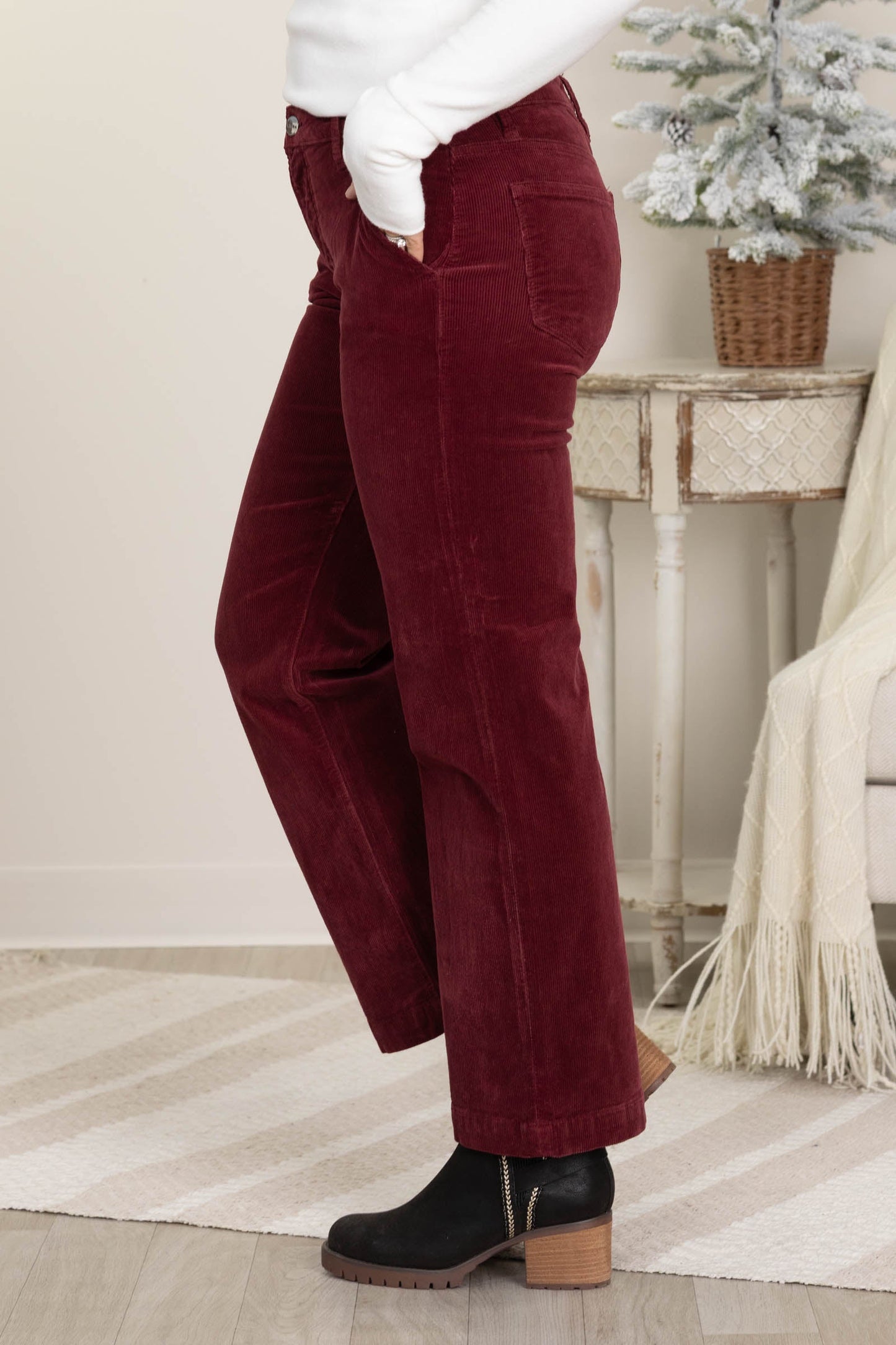 Risen Corduroy Straight Leg Pants