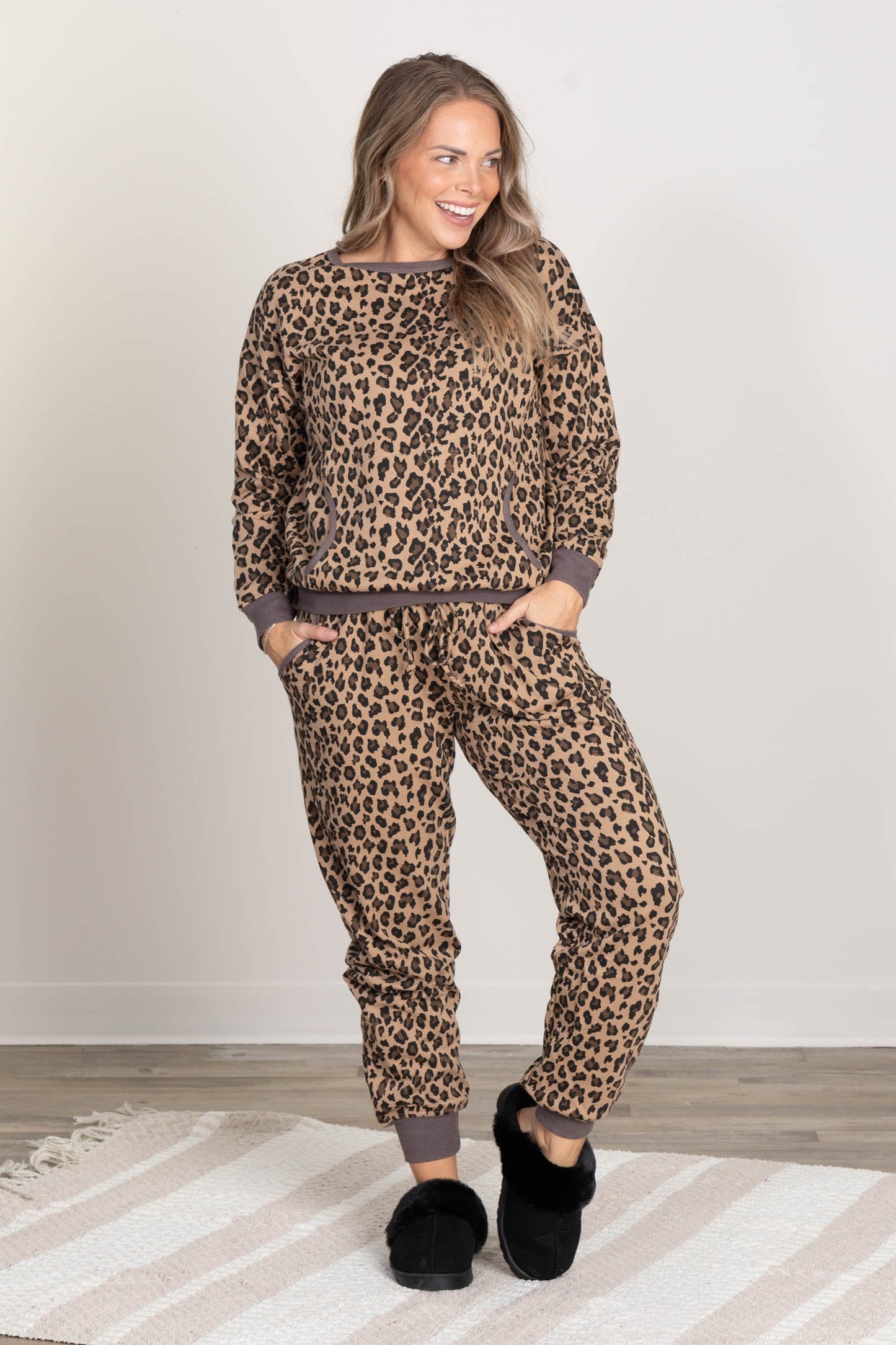 Mocha Leopard Pullover Knit Top