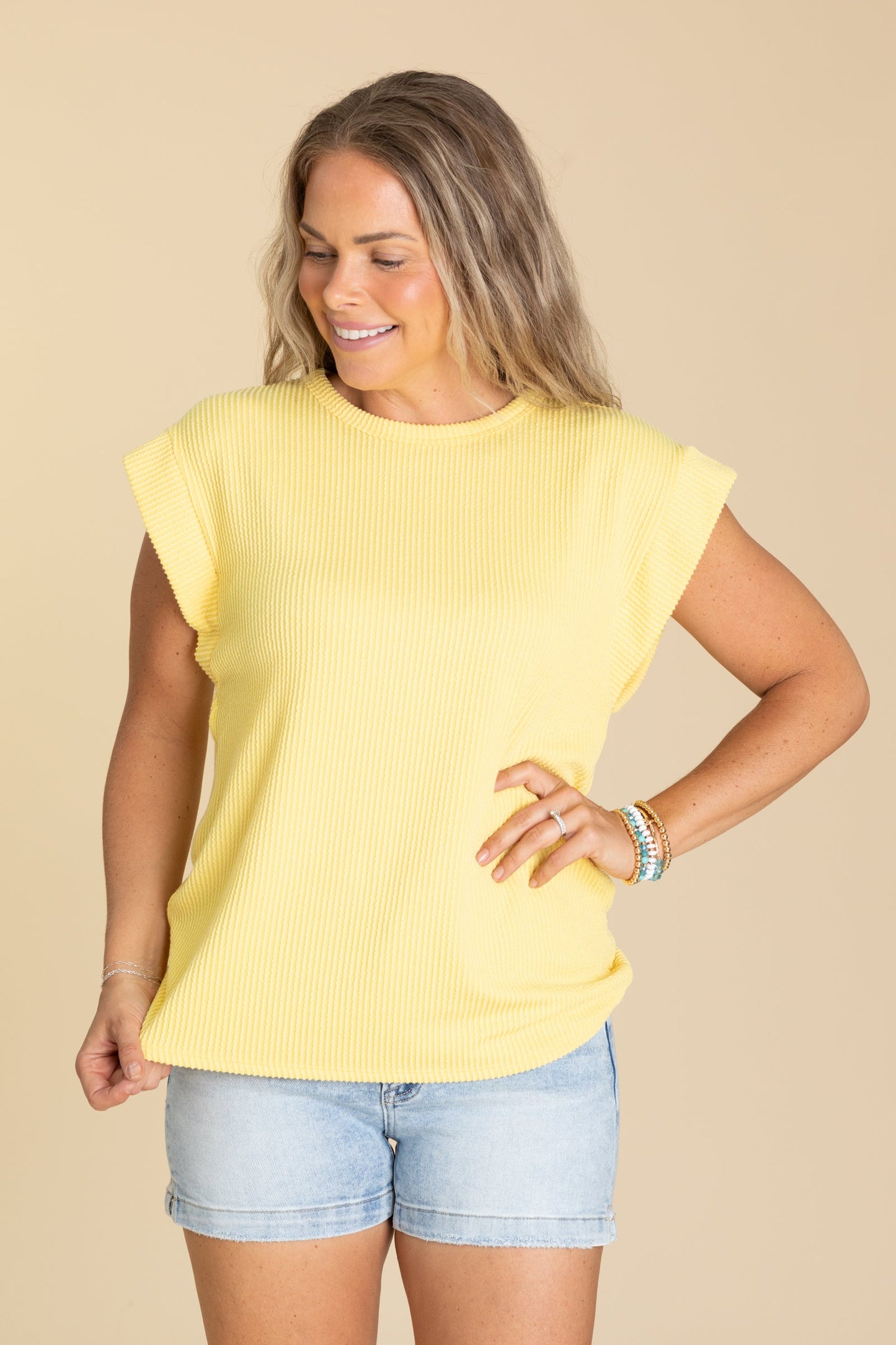 Ribbed Dolman Short Sleeve Knit Tops