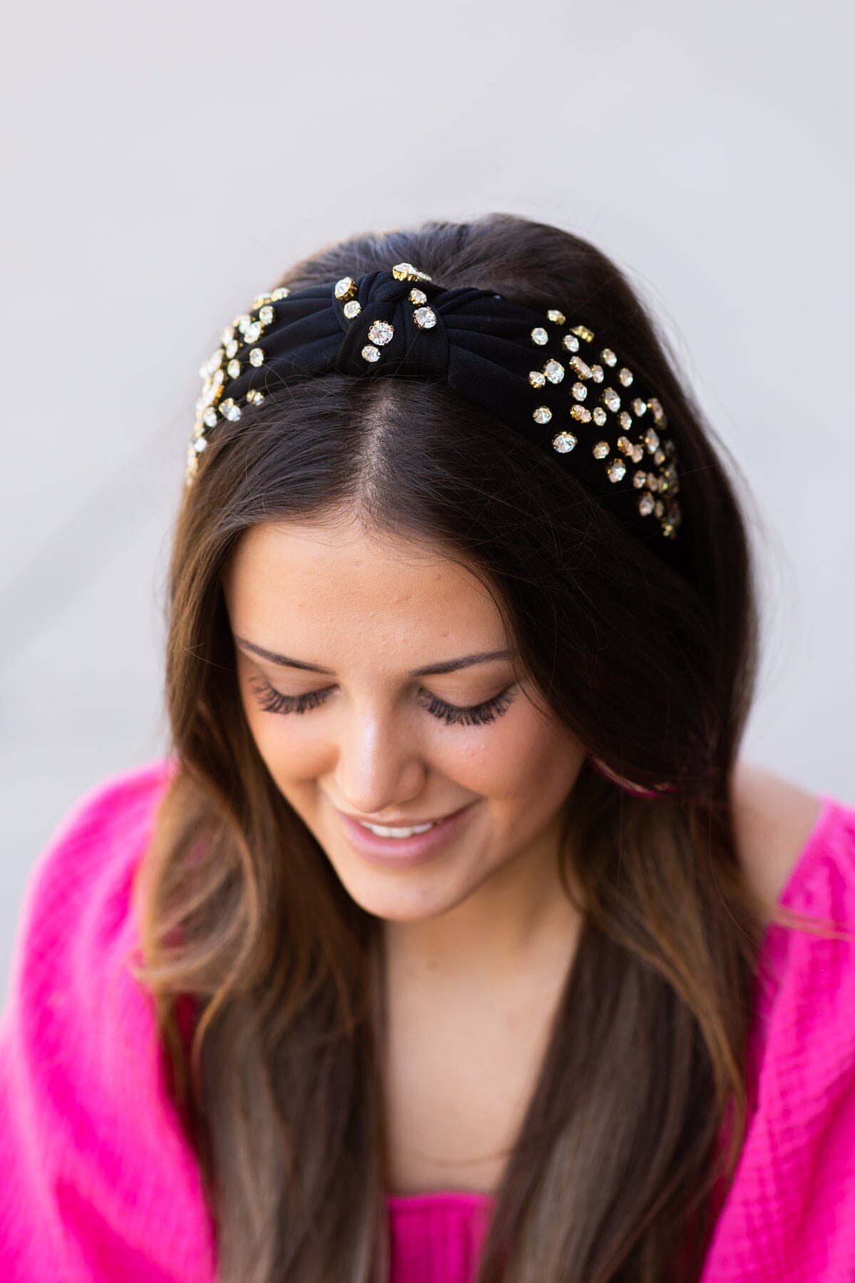 Black Knot Headband With Rhinestones
