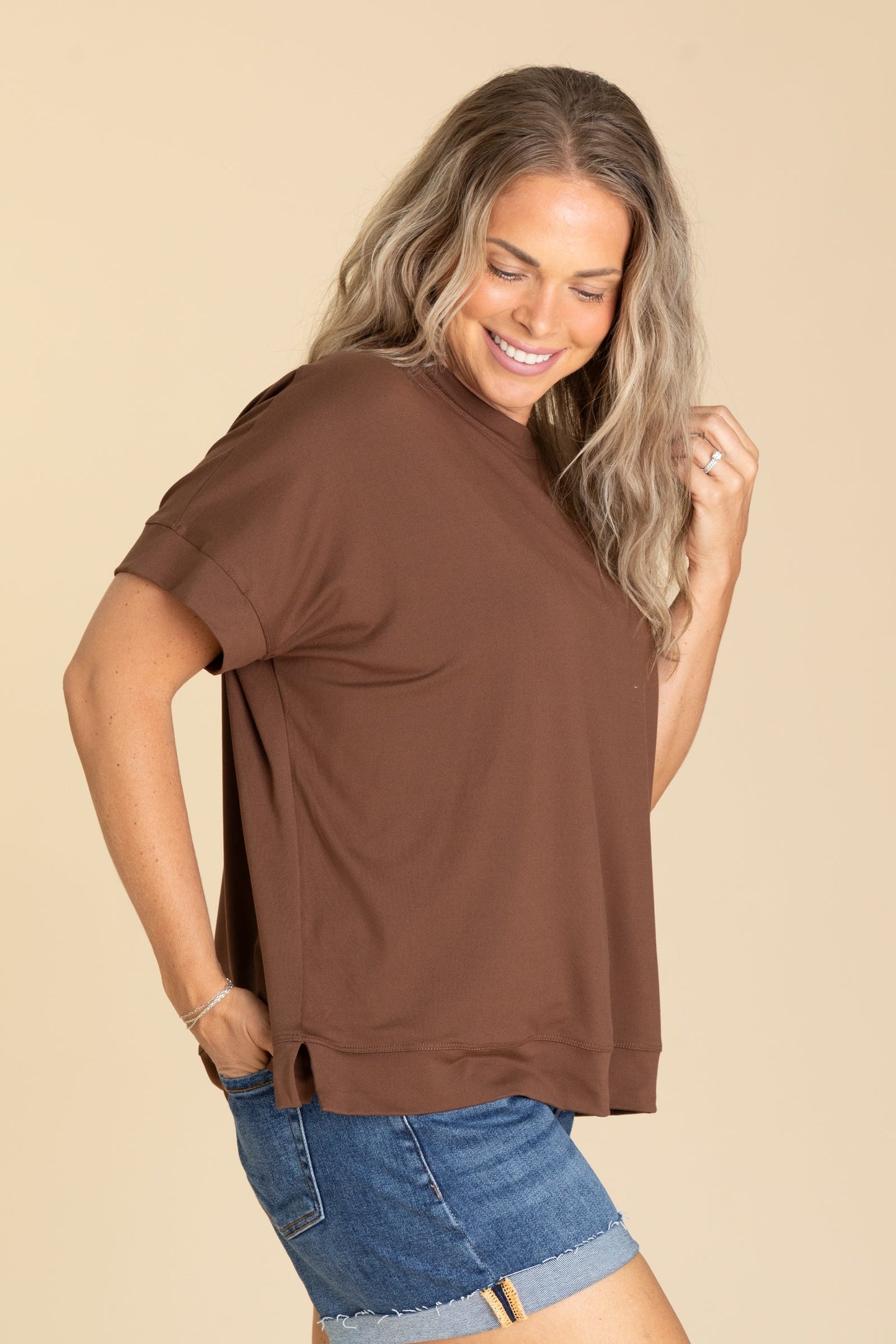 Ultracozy Short Sleeve Crewneck Knit Top