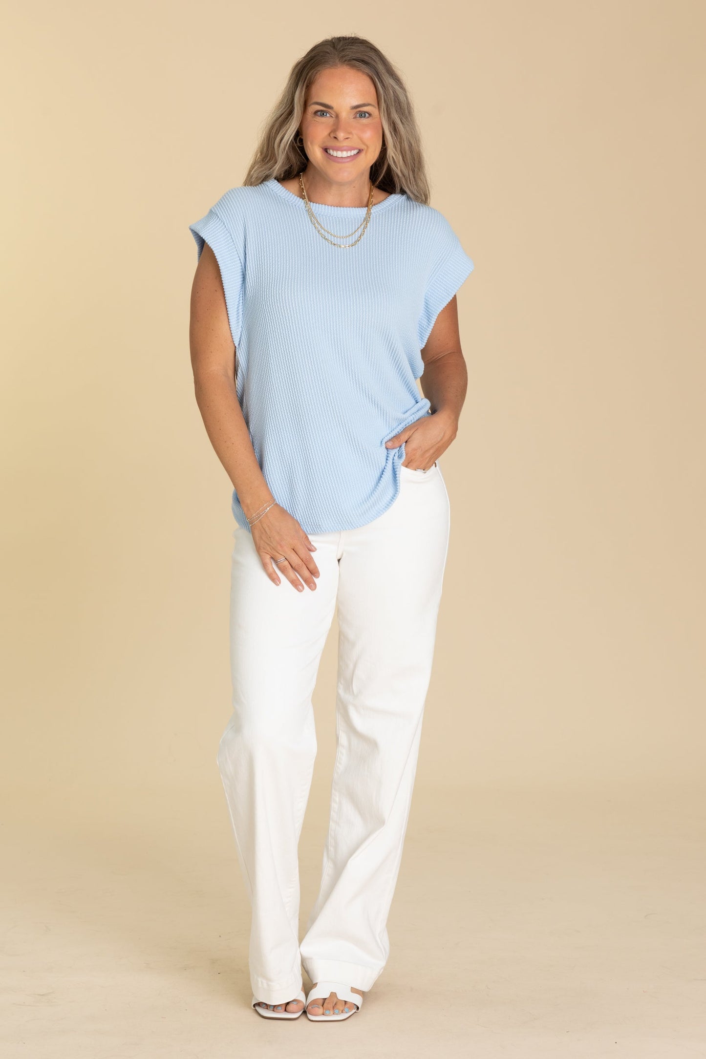 Ribbed Dolman Short Sleeve Knit Tops