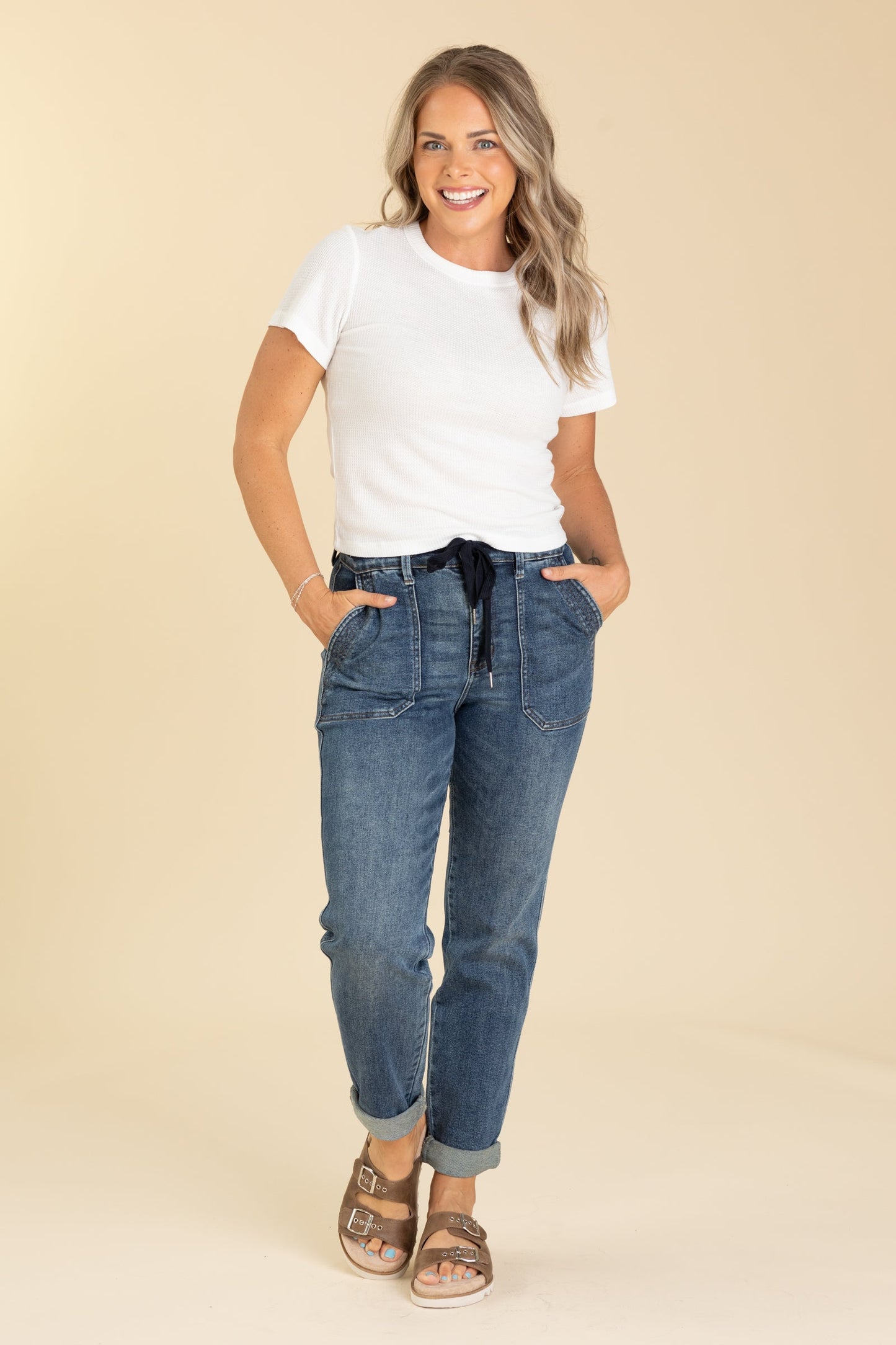 Soft Waffle Knit Slim Fitted Short Sleeve Tops