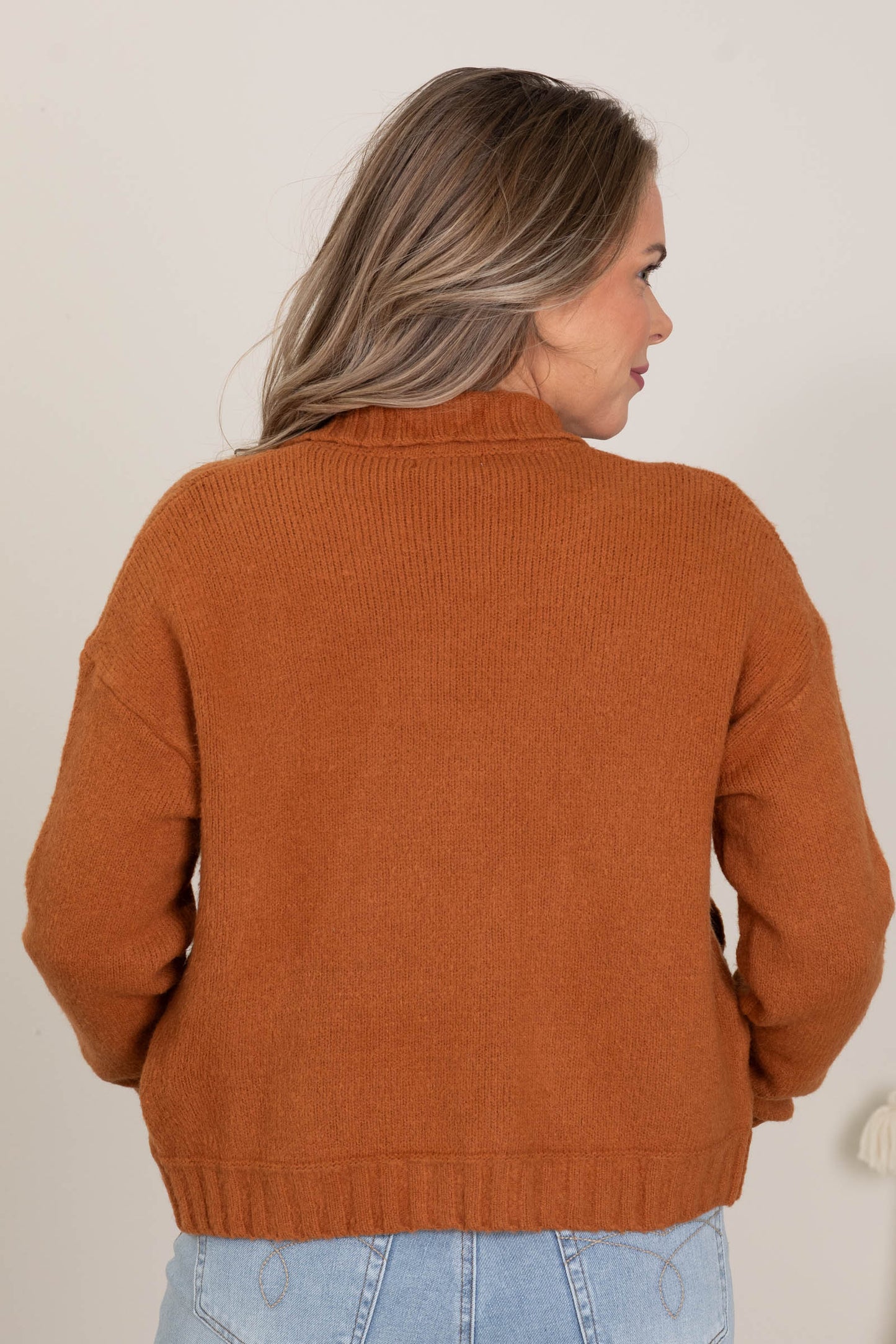 Caramel Soft Knit Cardigan And Buckle Closures