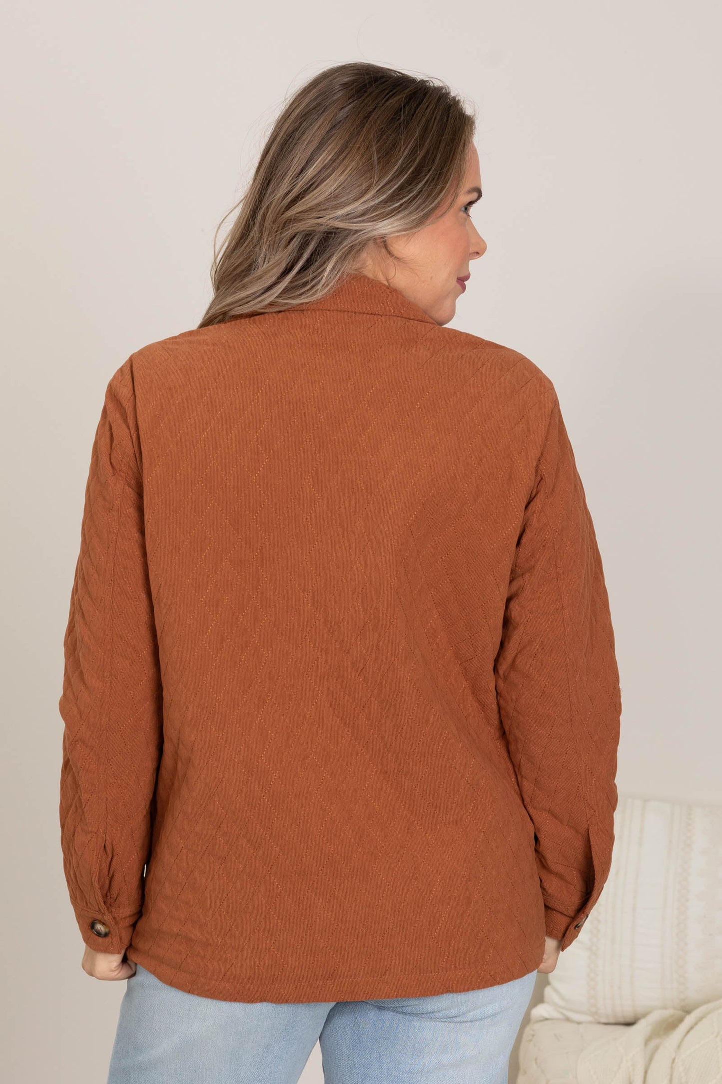 Chestnut Diamond Quilted Corduroy Jacket