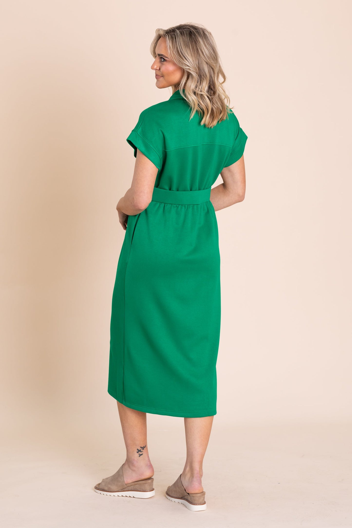 Jade Front Zip Up Midi Dress