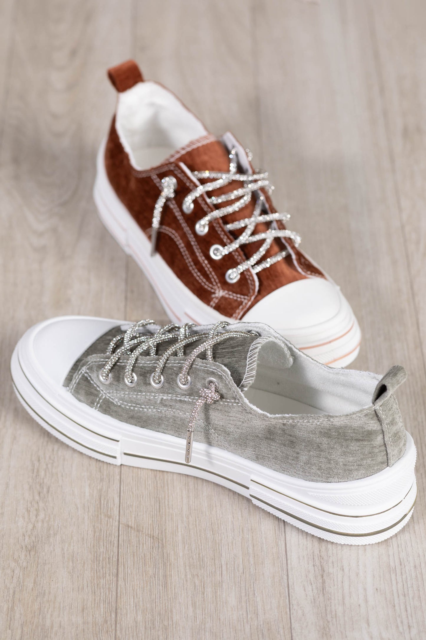 Platform Sneakers With Sparkle Laces