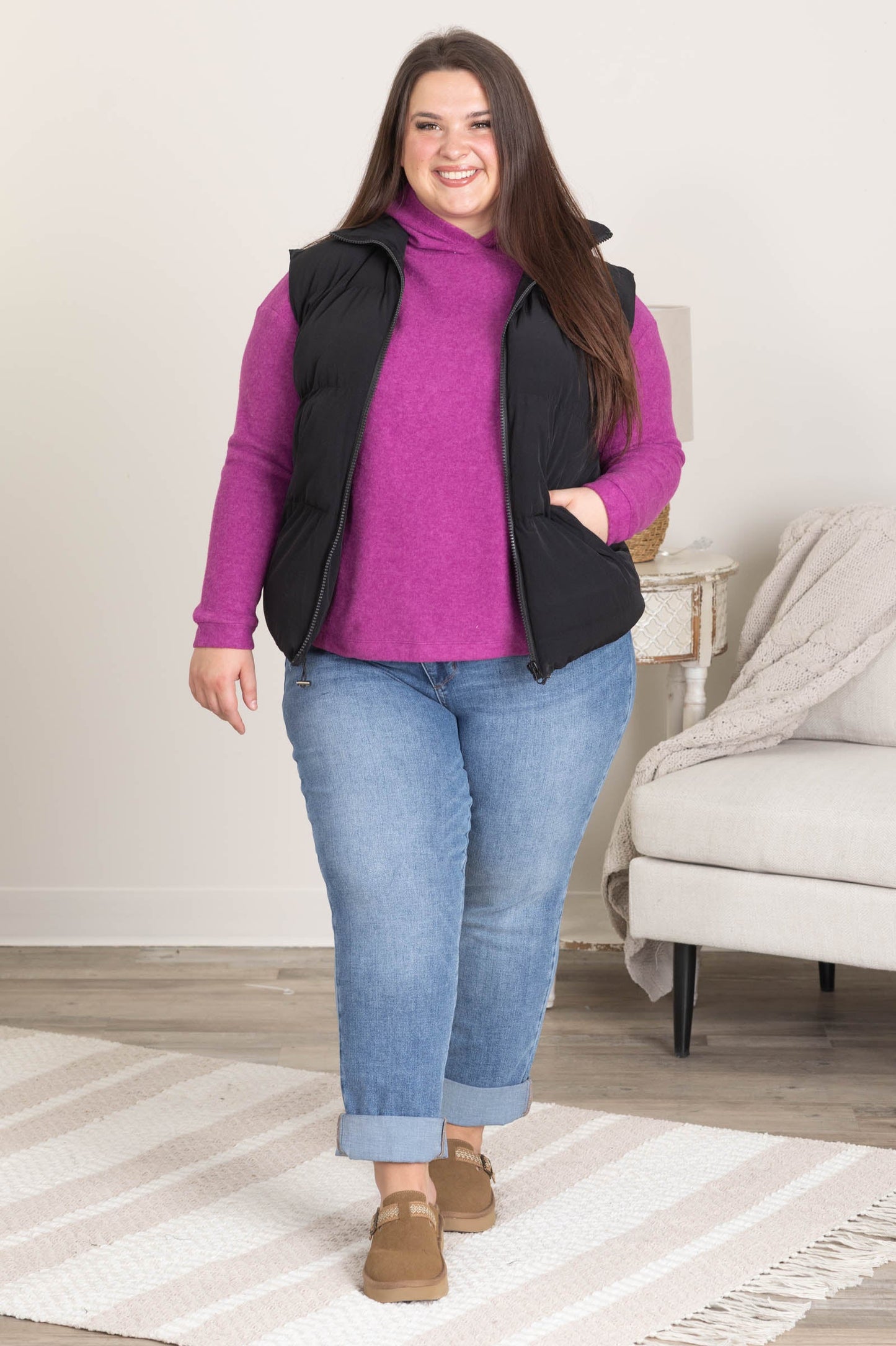 Hooded Brushed Melange Hacci Sweaters