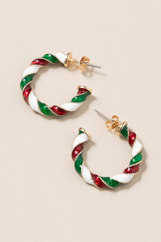 Red, White, and Green Wrapped Earrings