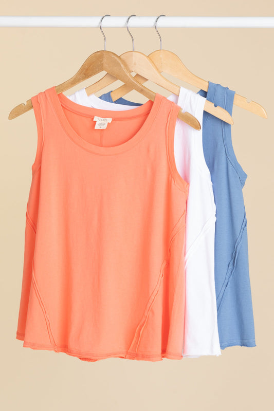 The Essential Raw Edge Cotton Knit Tank Tops
