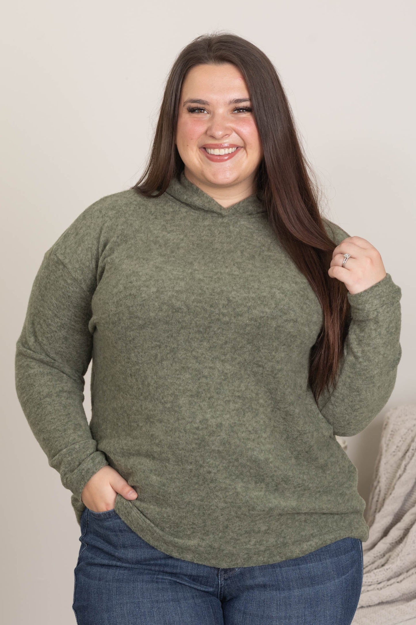 Hooded Brushed Melange Hacci Sweaters