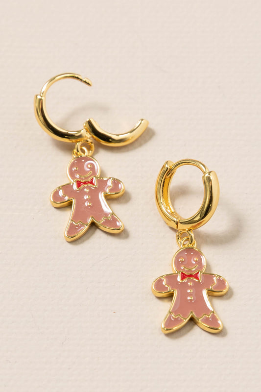 Gingerbread Man Huggie Earrings