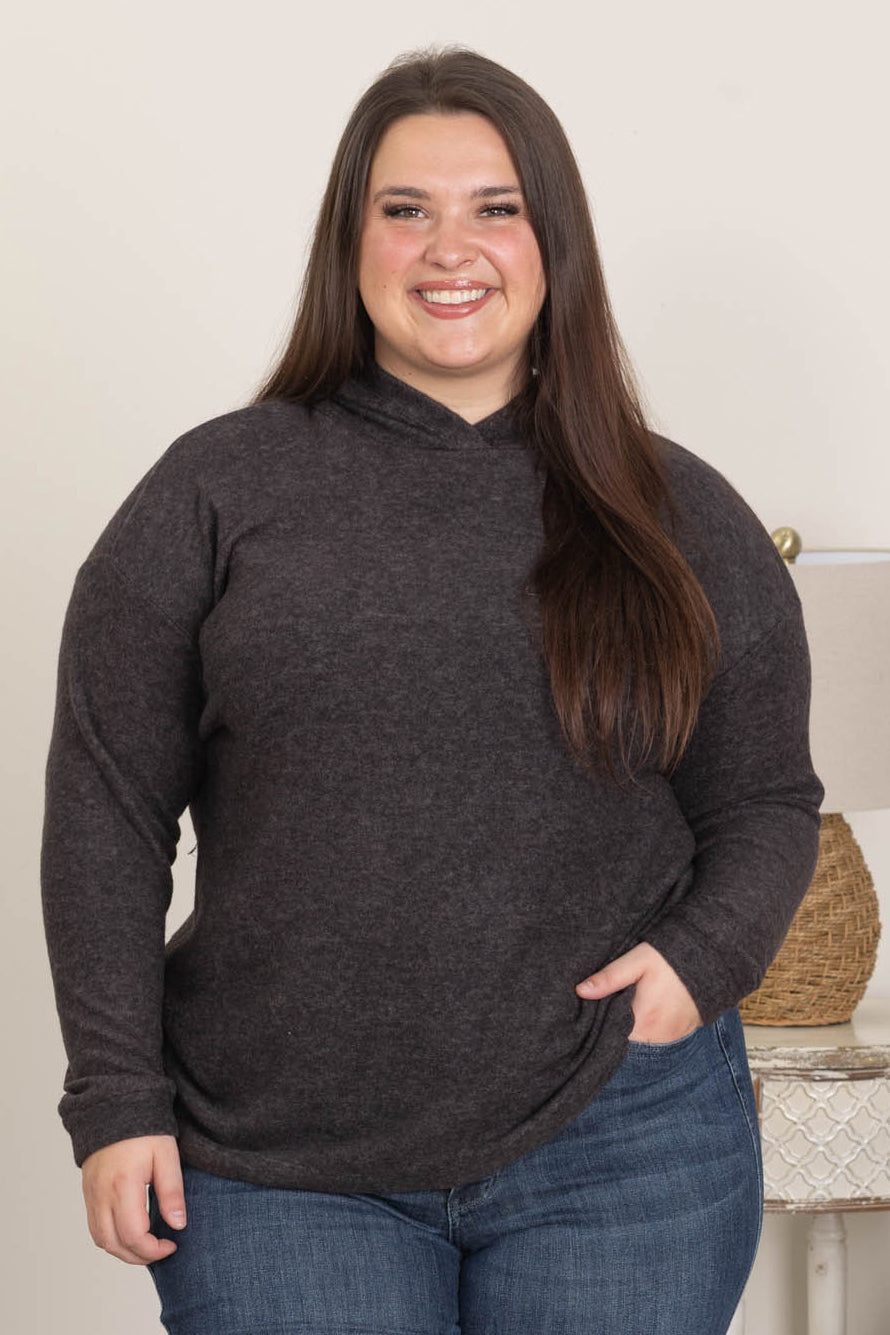 Hooded Brushed Melange Hacci Sweaters