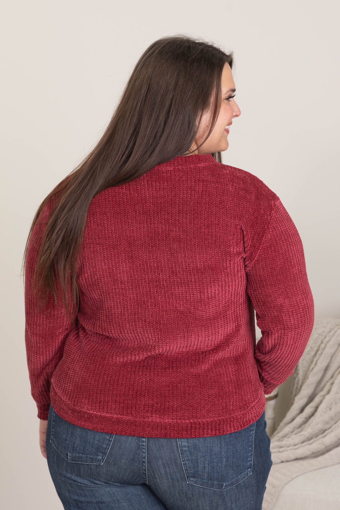 Chenille Waffle Round Neck Sweaters