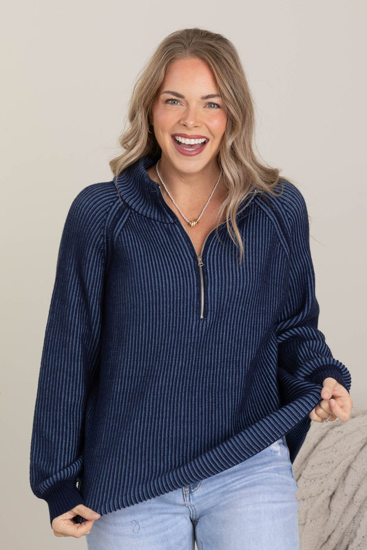 Two Tone Half Zip Sweater