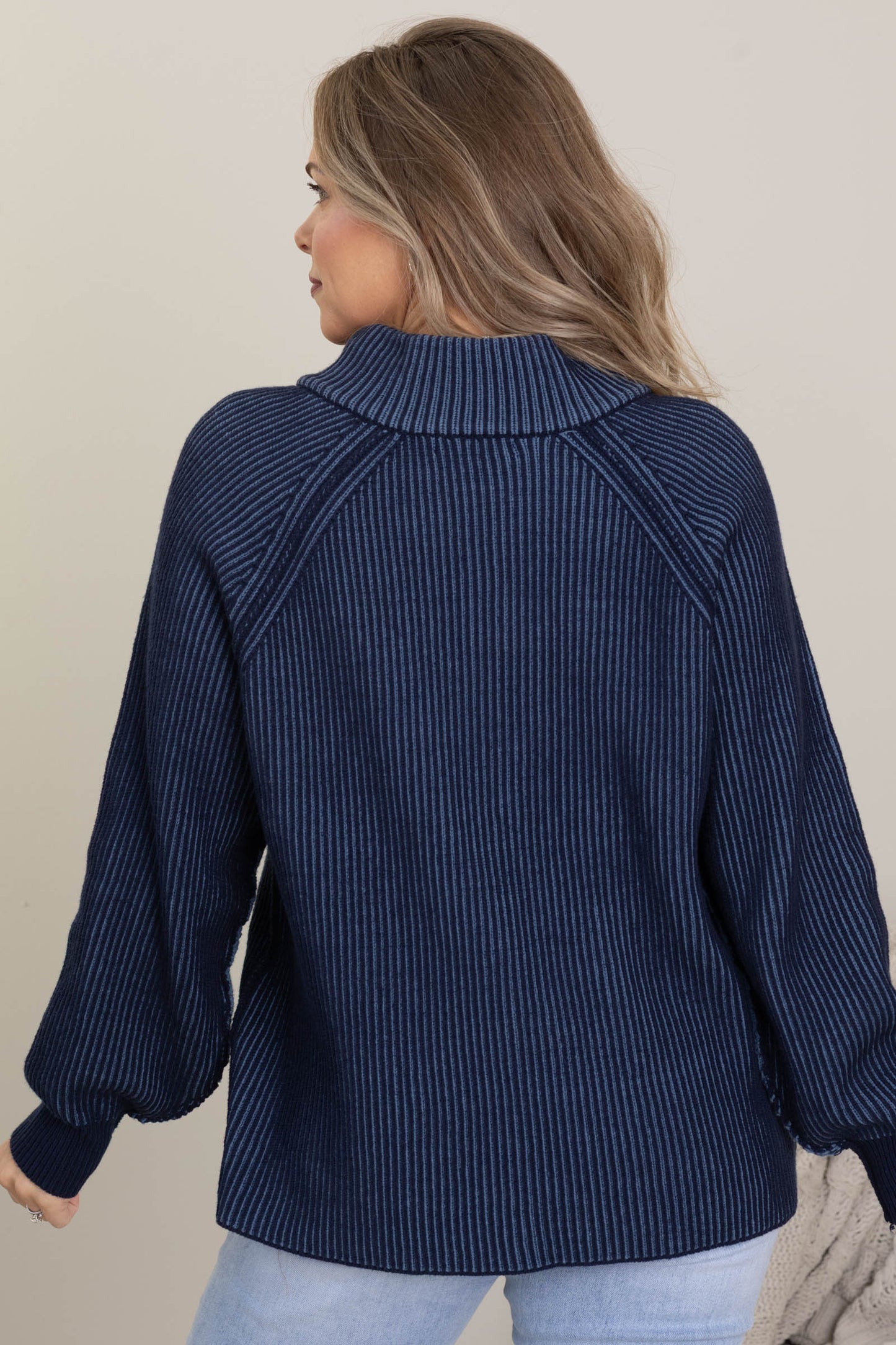 Two Tone Half Zip Sweater