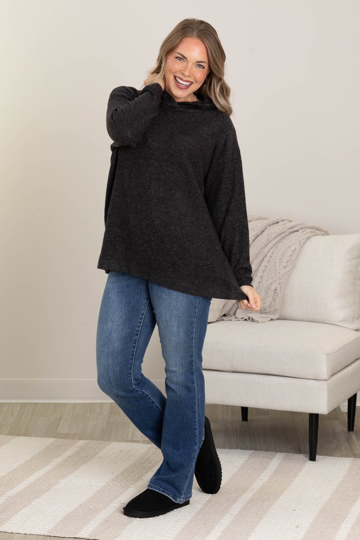 Hooded Brushed Melange Hacci Sweaters