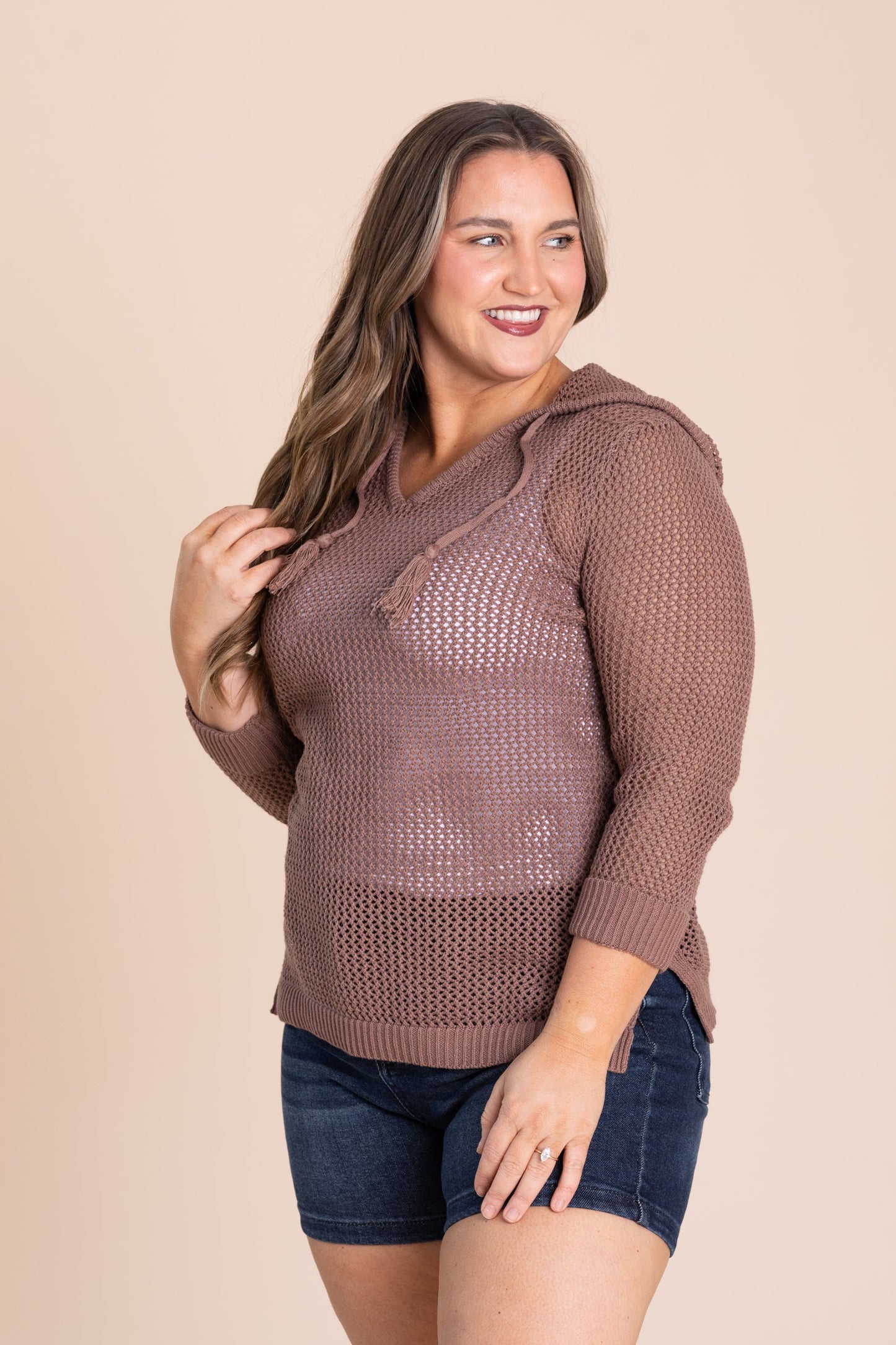 Fish Net Hoodie Lightweight Knit Top