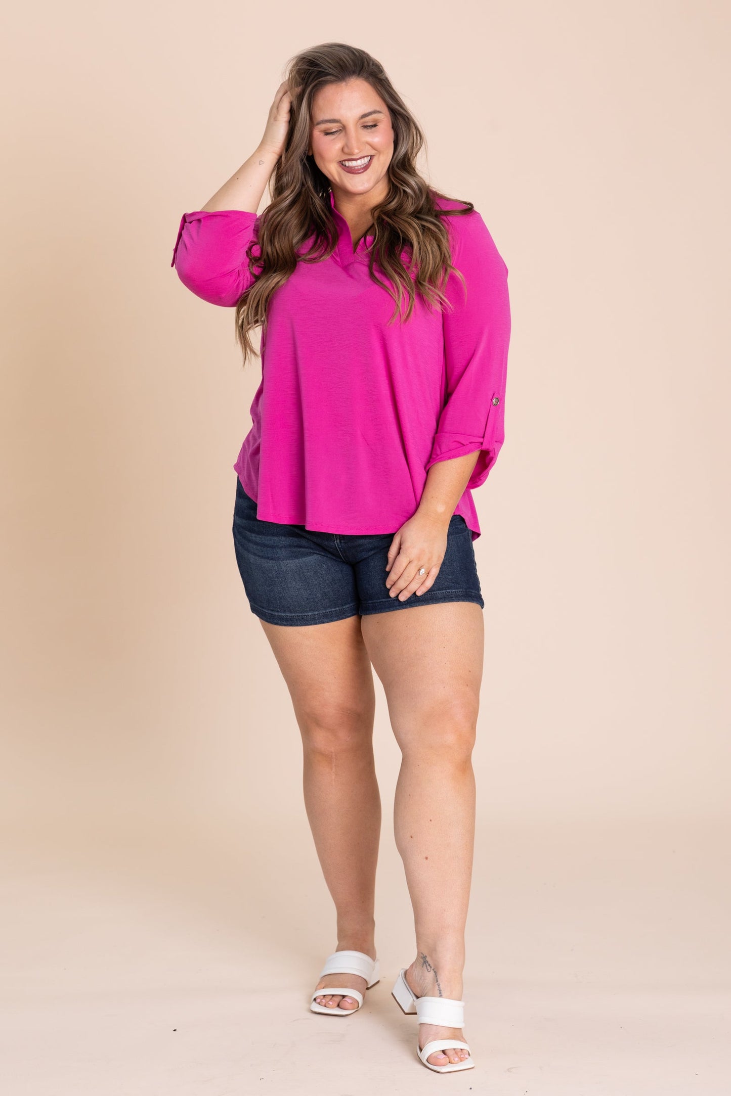 Lizzy Notch Neck Wrinkle Free Top