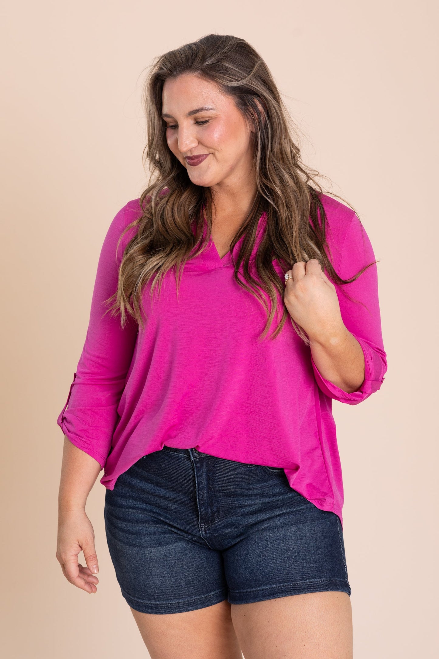 Lizzy Notch Neck Wrinkle Free Top