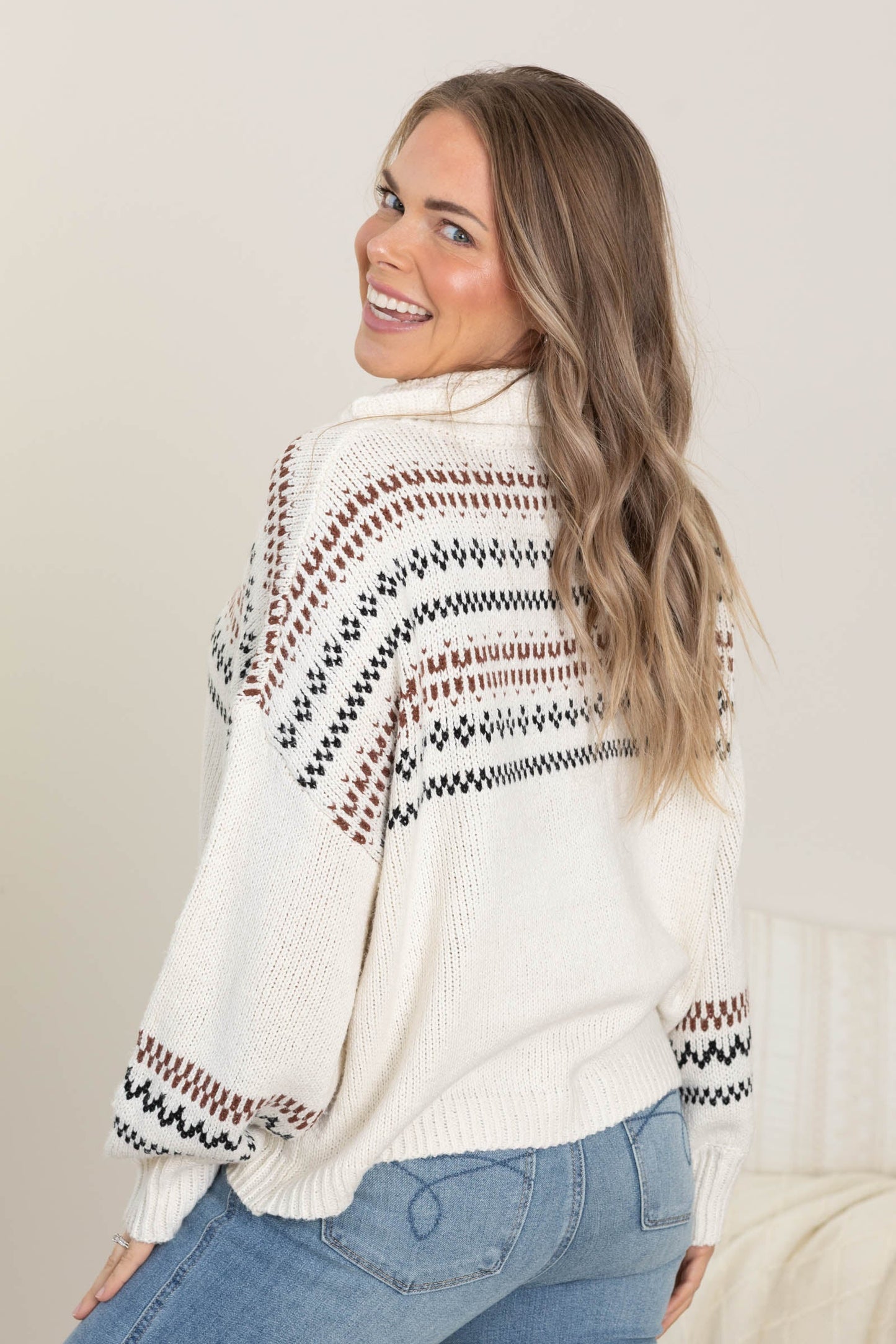 Ivory Cowl Neck Holiday Sweater