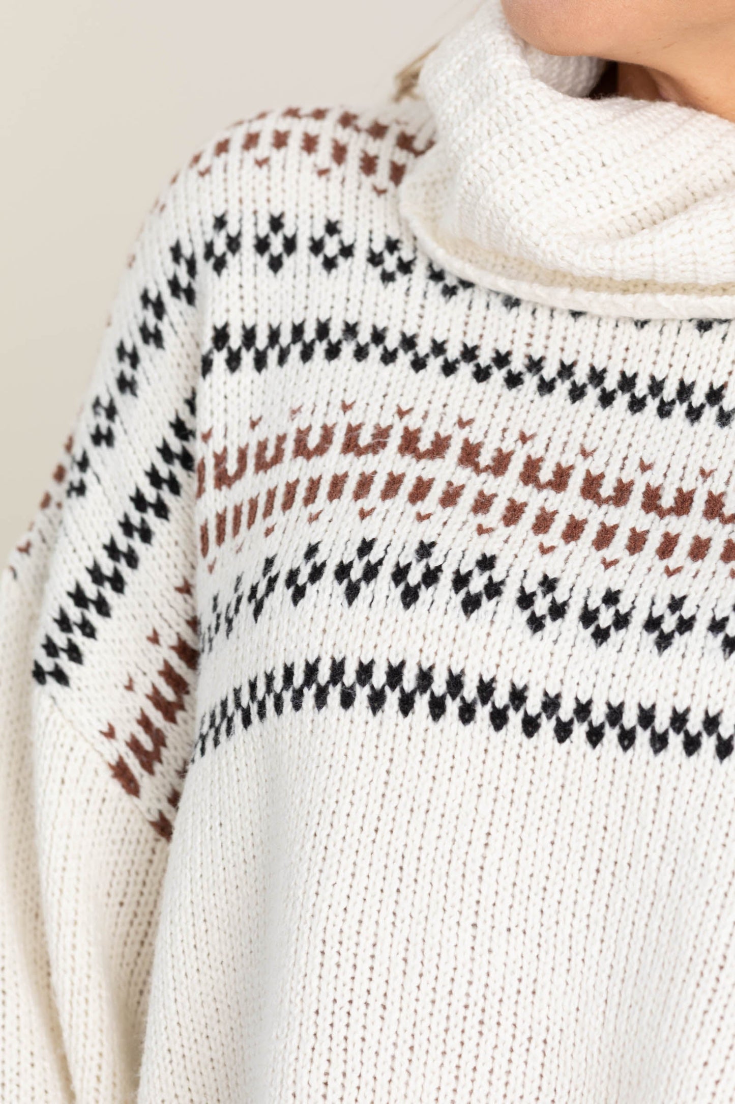 Ivory Cowl Neck Holiday Sweater