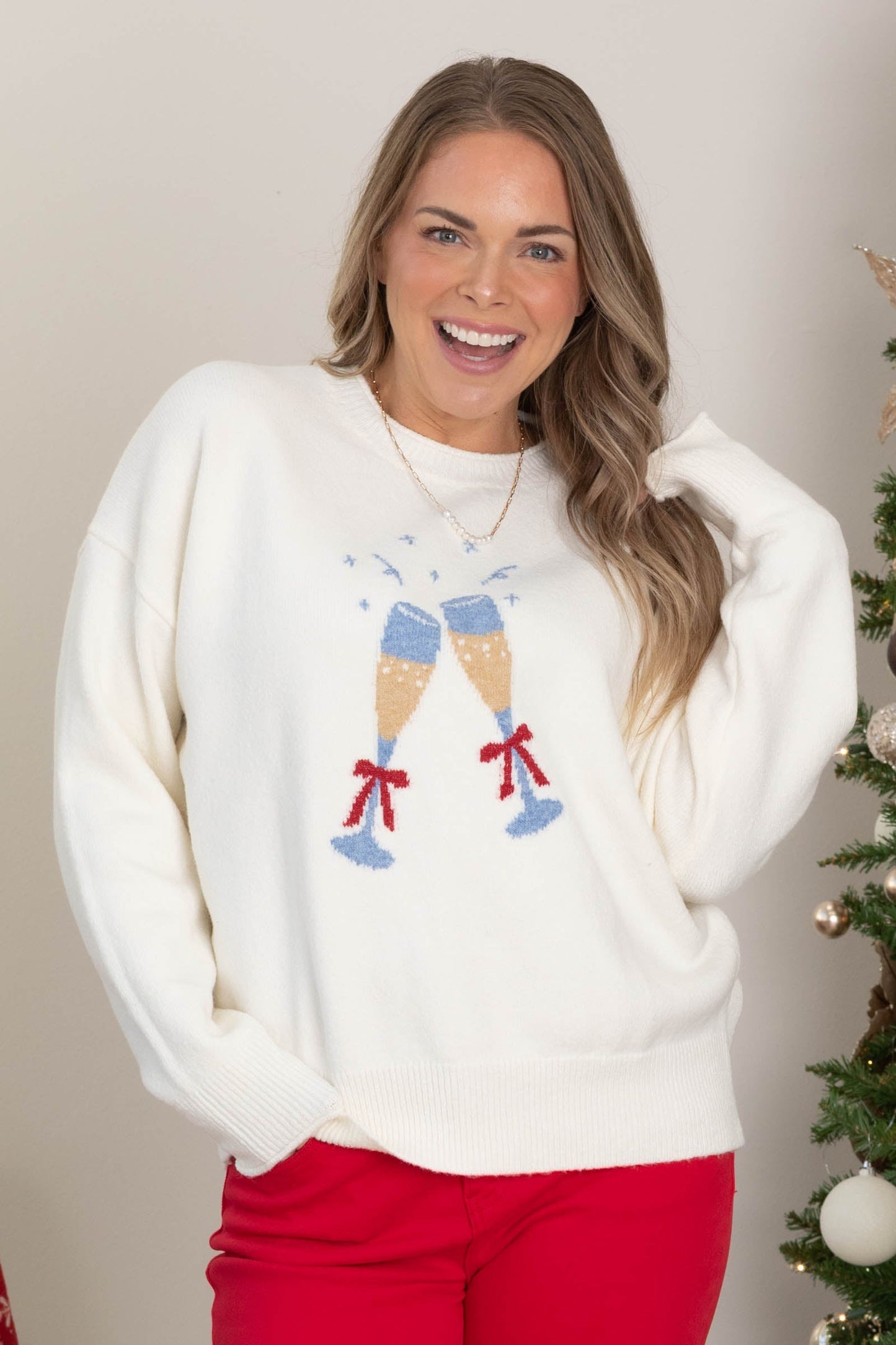 Cream Champagne Graphic Sweater