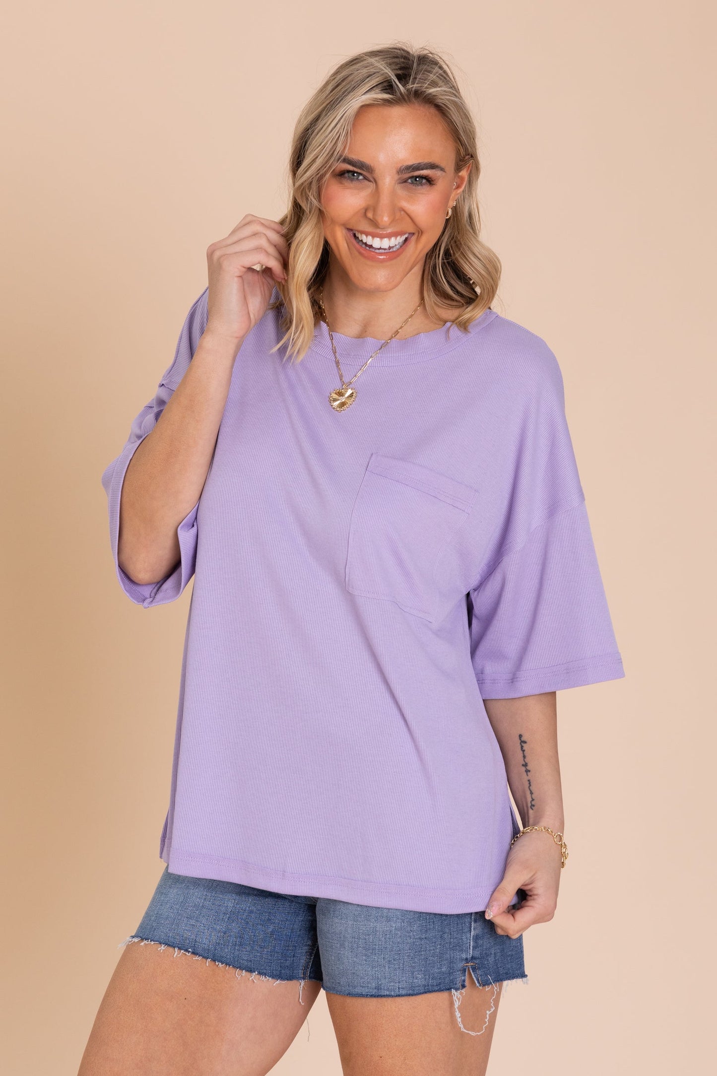 Oversized Ribbed Short Sleeve Knit Top